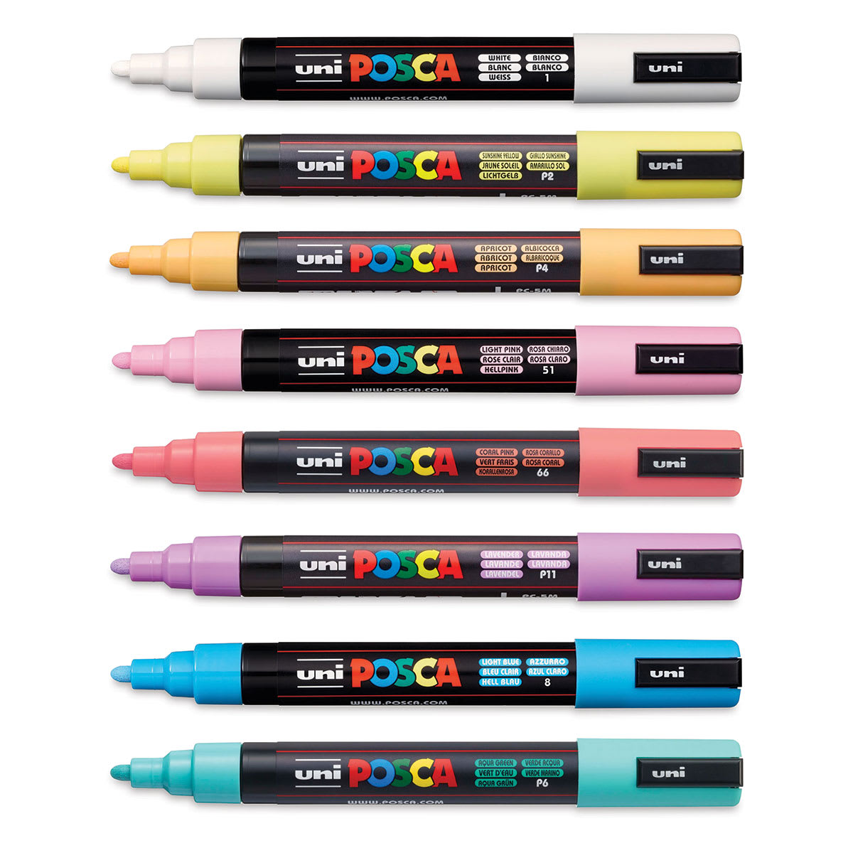 Posca Paint Markers - Soft Colors, Set of 8, Medium Tip, 2.5 mm