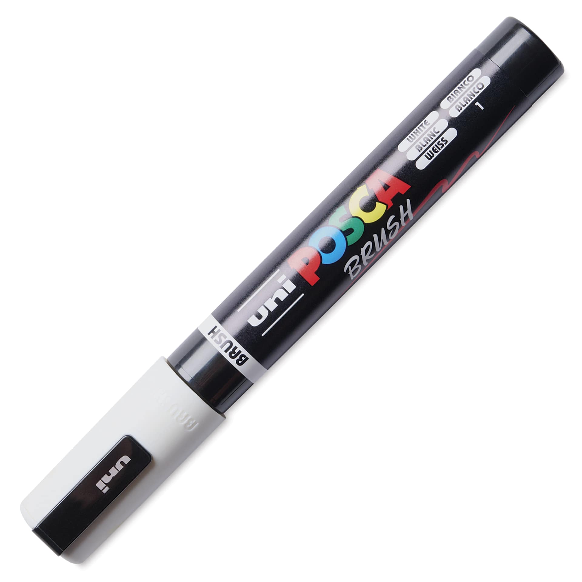 Posca Brush Paint Marker - White, Brush Tip, 1.0 - 4.0 mm, cap on