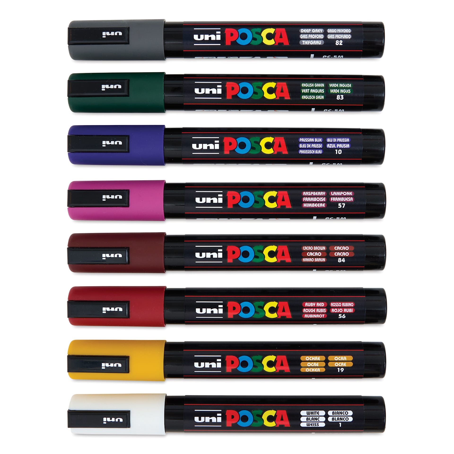 Posca Paint Markers - Dark Colors, Set of 8, Medium Tip, 2.5 mm - with caps on