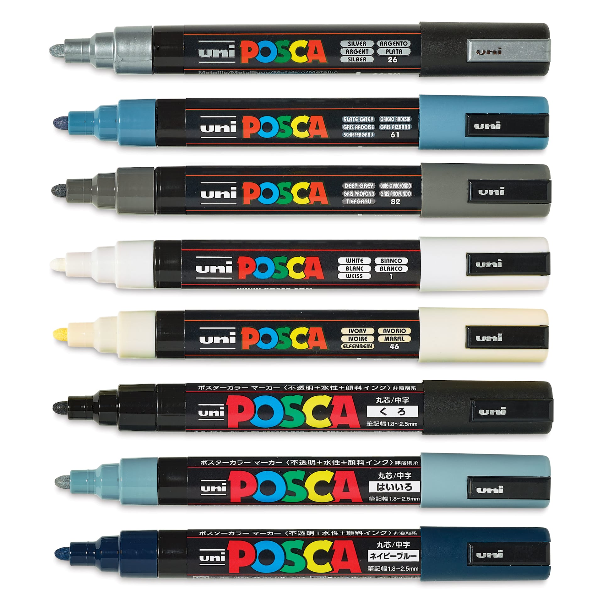 Posca Paint Markers - Monotone Colors, Set of 8