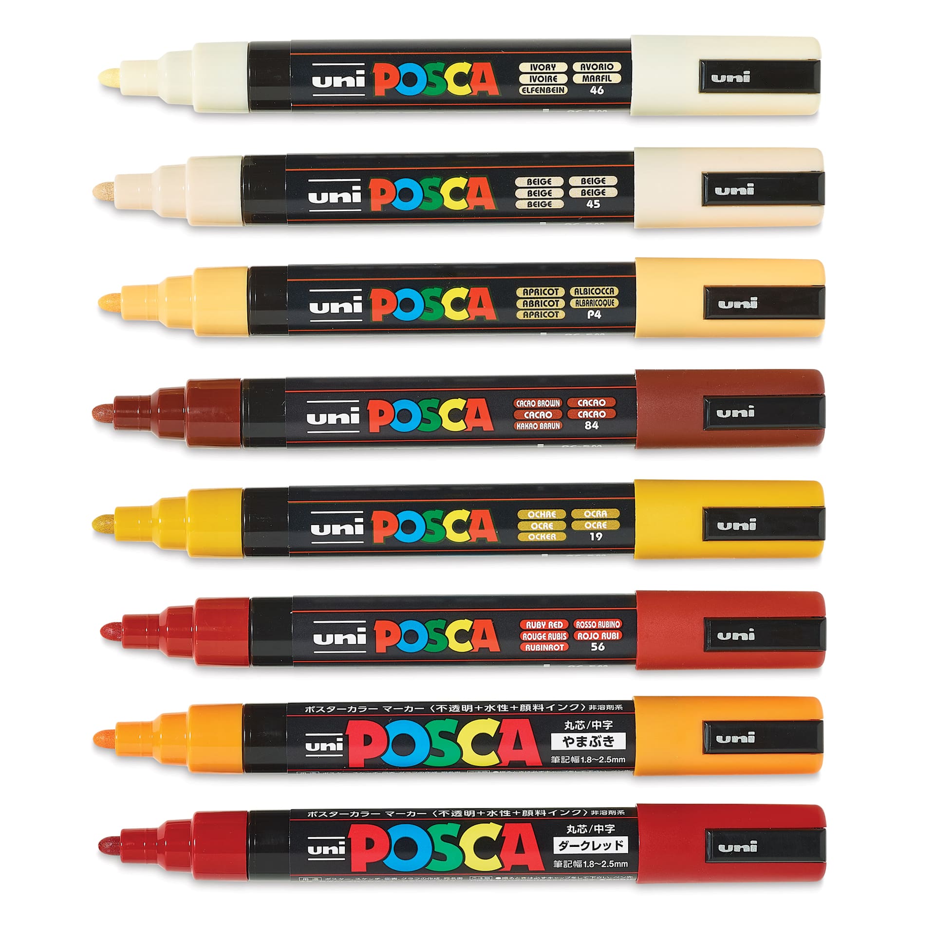 Posca Paint Markers - Warm Tone Colors, Set of 8