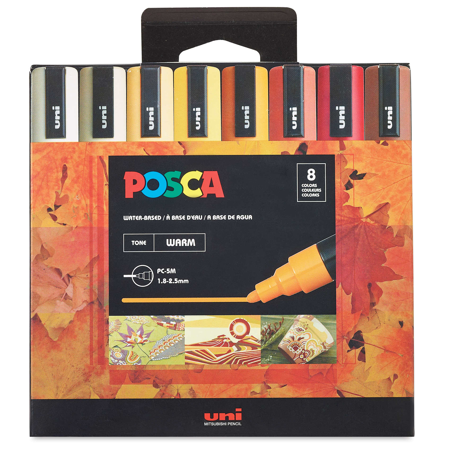 Posca Paint Markers - Warm Tone Colors, Set of 8 - front of packaging