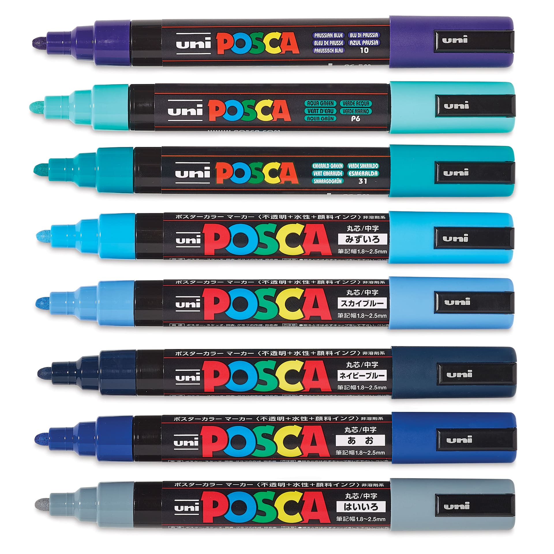 Posca Paint Markers - Cool Tone Colors, Set of 8 - out of packaging