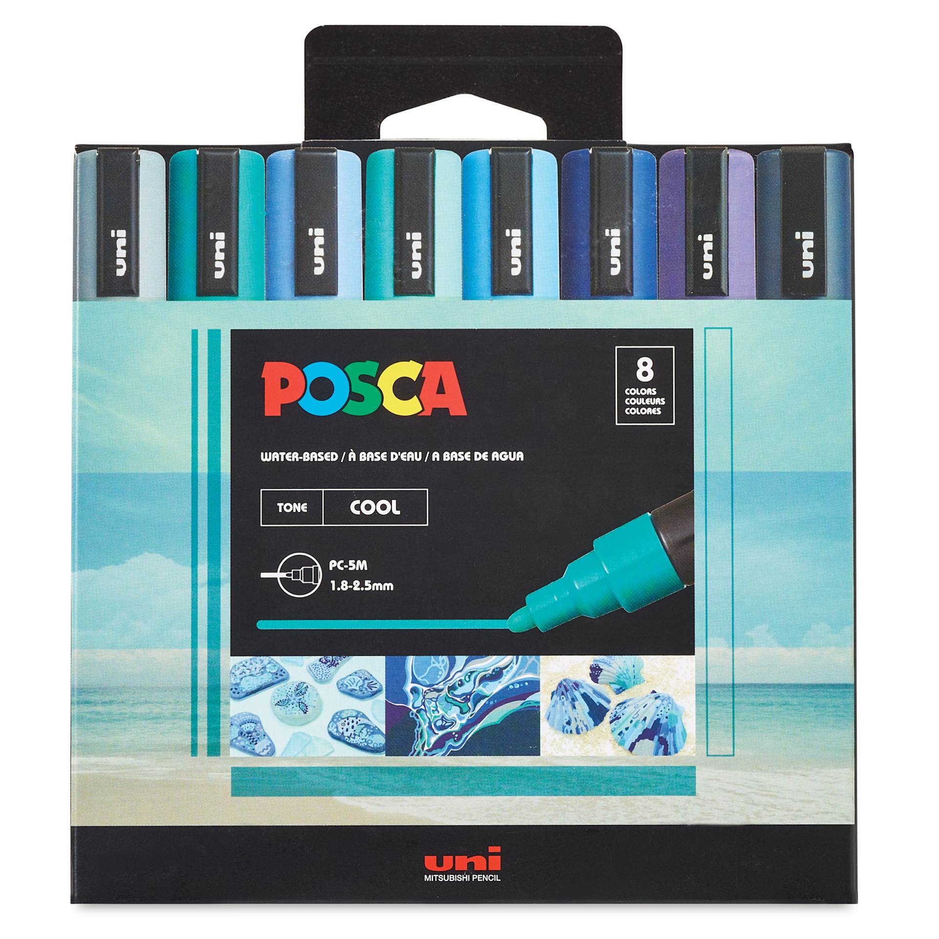 Posca Paint Markers - Cool Tone Colors, Set of 8 - front of packaging