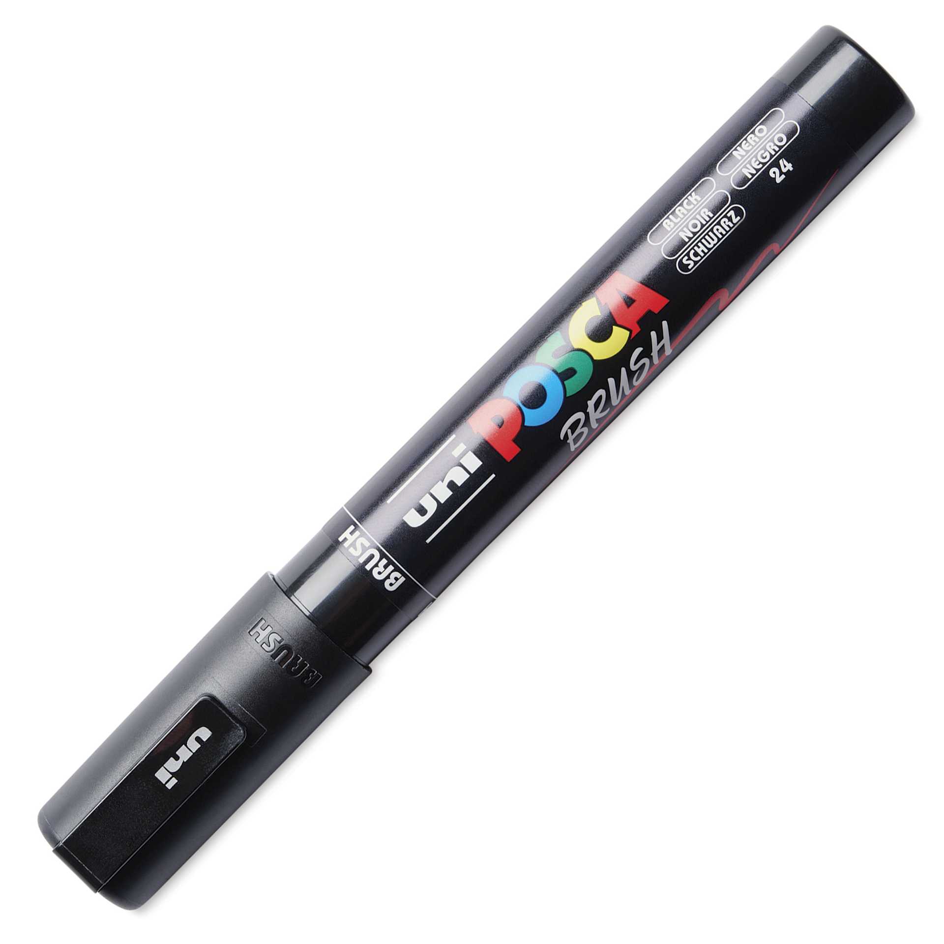 Posca Brush Paint Marker - Black, Brush Tip, 1.0 - 4.0 mm, cap on