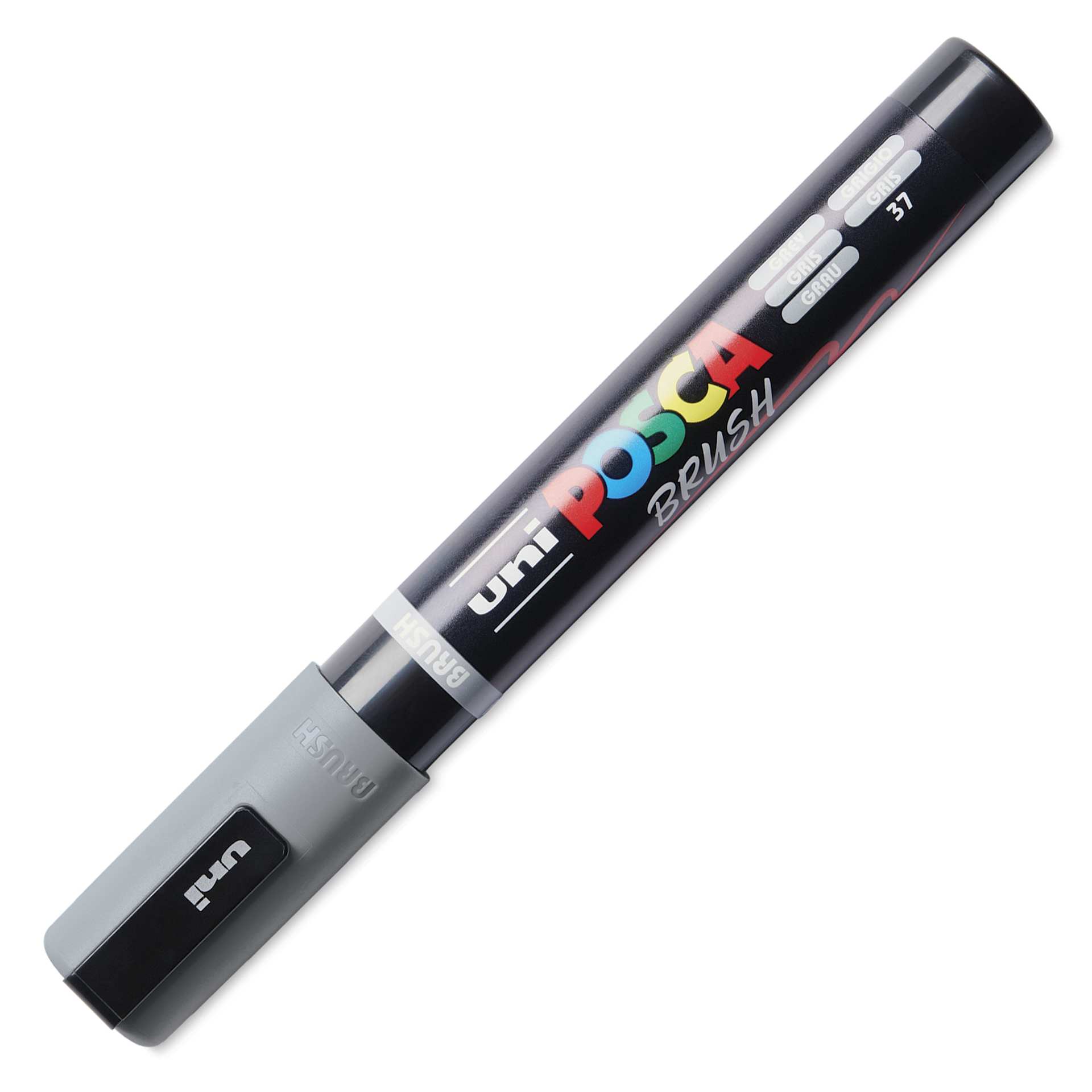 Posca Brush Paint Marker - Grey, Brush Tip, 1.0 - 4.0 mm, cap on