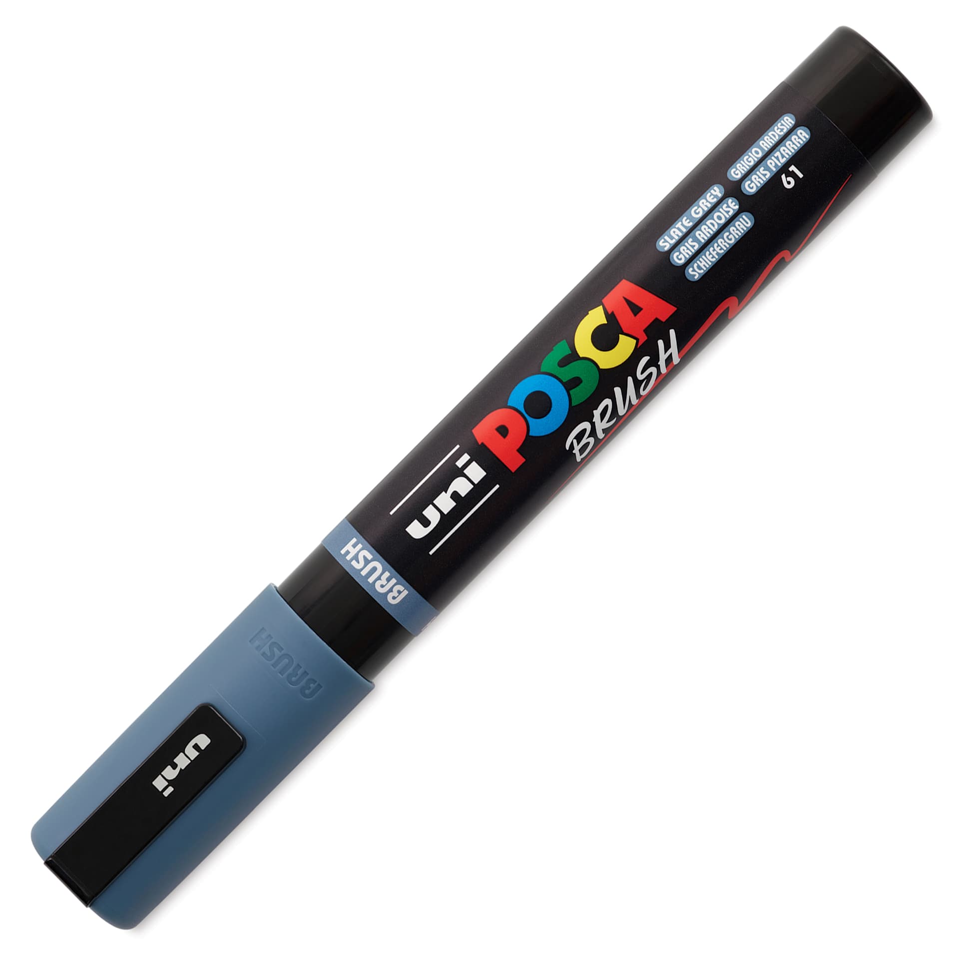 Posca Brush Paint Marker - Slate Grey, Brush Tip, 1 - 4 mm, cap on