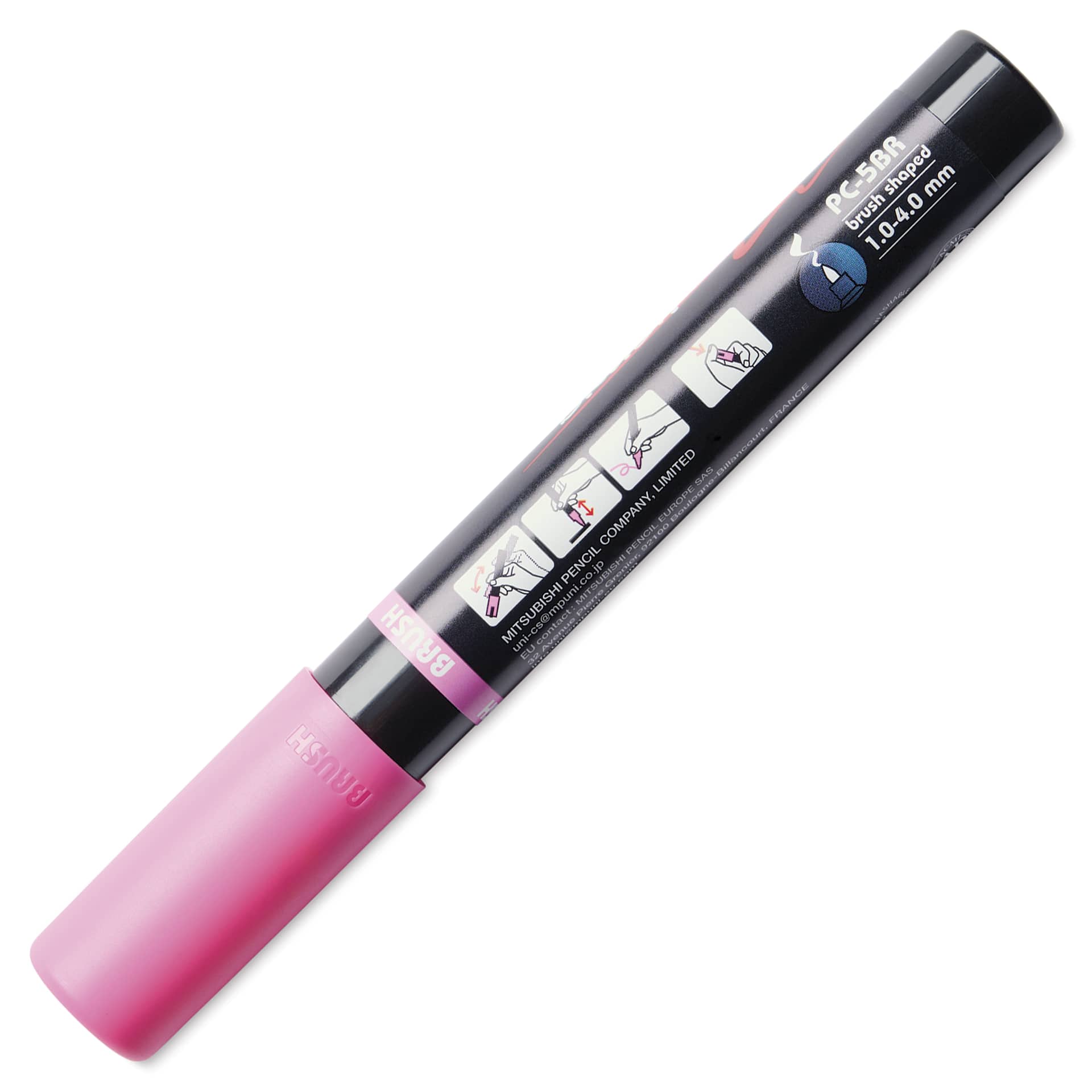 Posca Brush Paint Marker - Pink, Brush Tip, 1.0 - 4.0 mm, back of the marker barrel