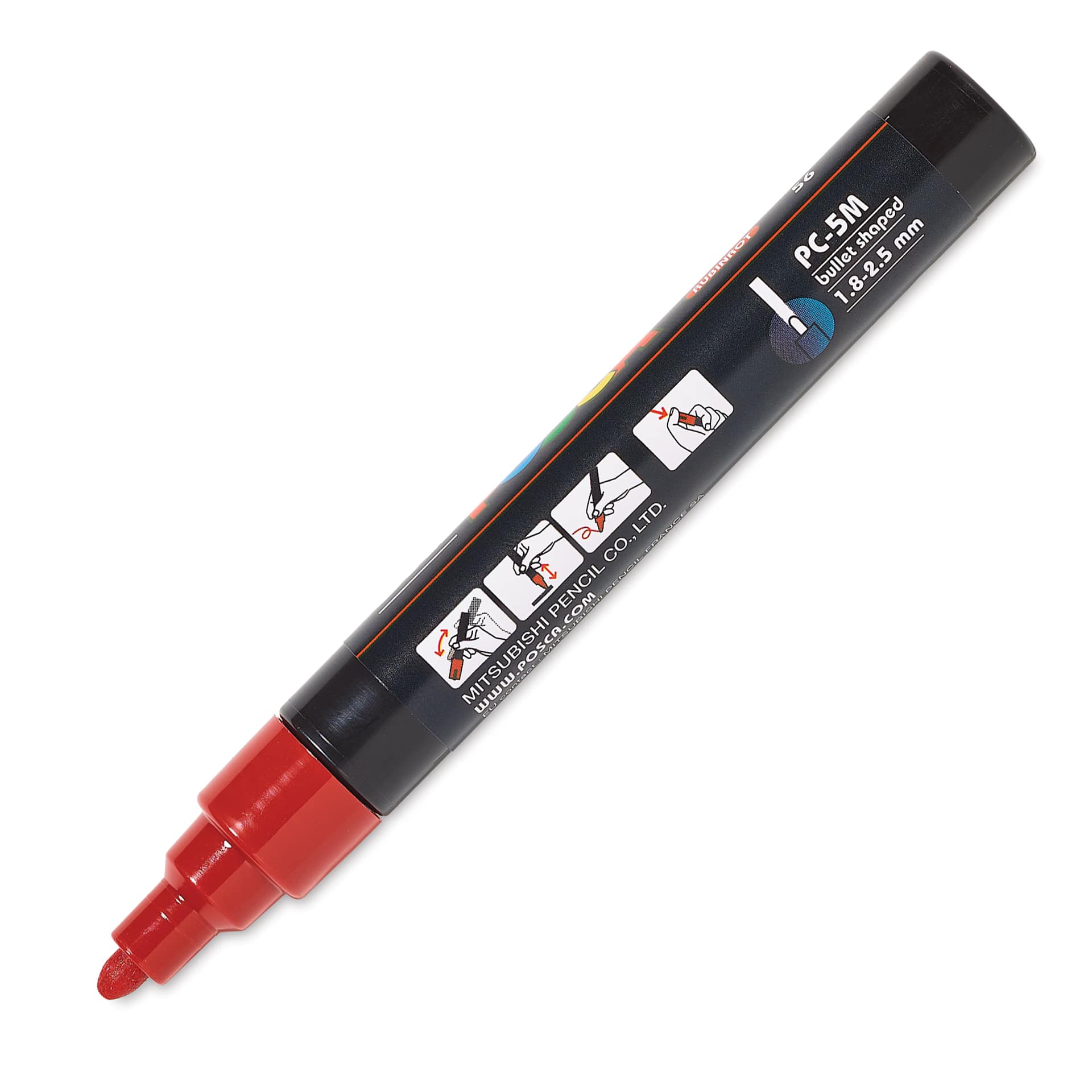 Posca Paint Marker - Ruby Red, Bullet Tip, 2.5 mm - cap off