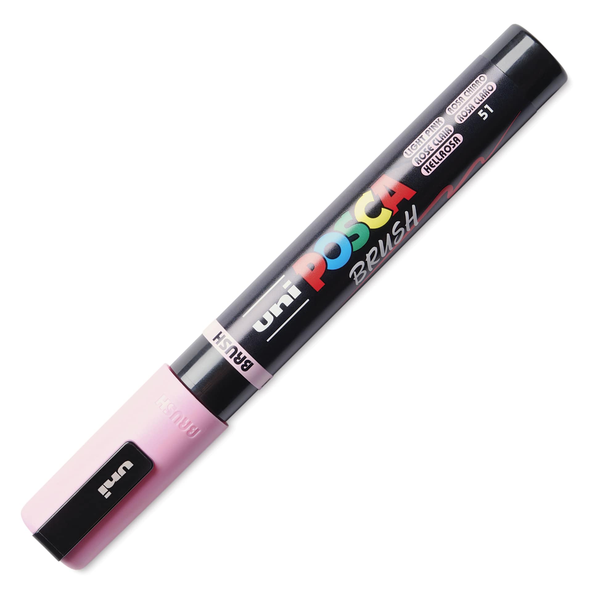 Posca Brush Paint Marker - Light Pink, Brush Tip, 1.0 - 4.0 mm, cap on