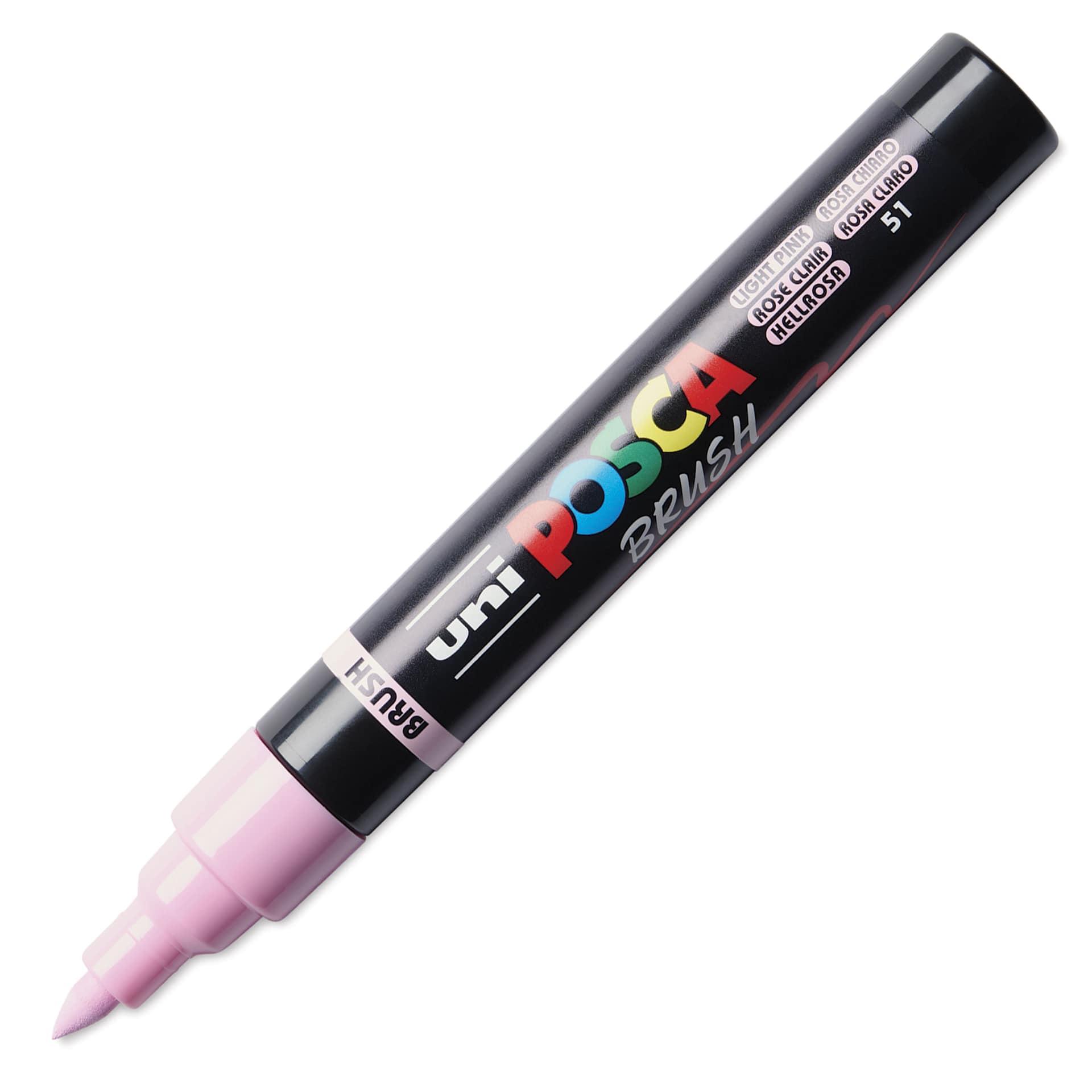 Posca Brush Paint Marker - Light Pink, Brush Tip, 1.0 - 4.0 mm, cap off
