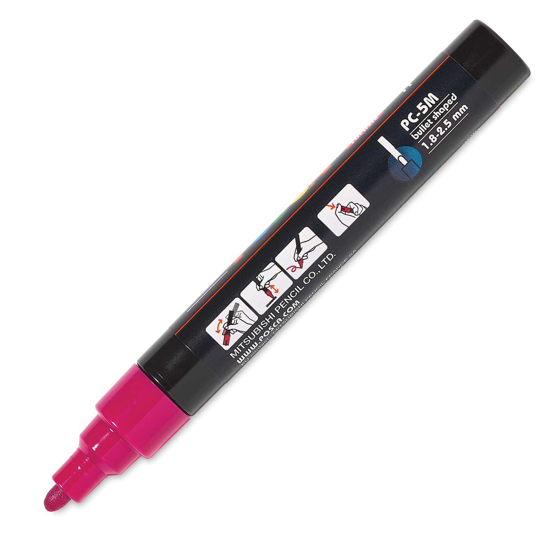Posca Paint Marker - Fuchsia, Bullet Tip, 2.5 mm, cap off
