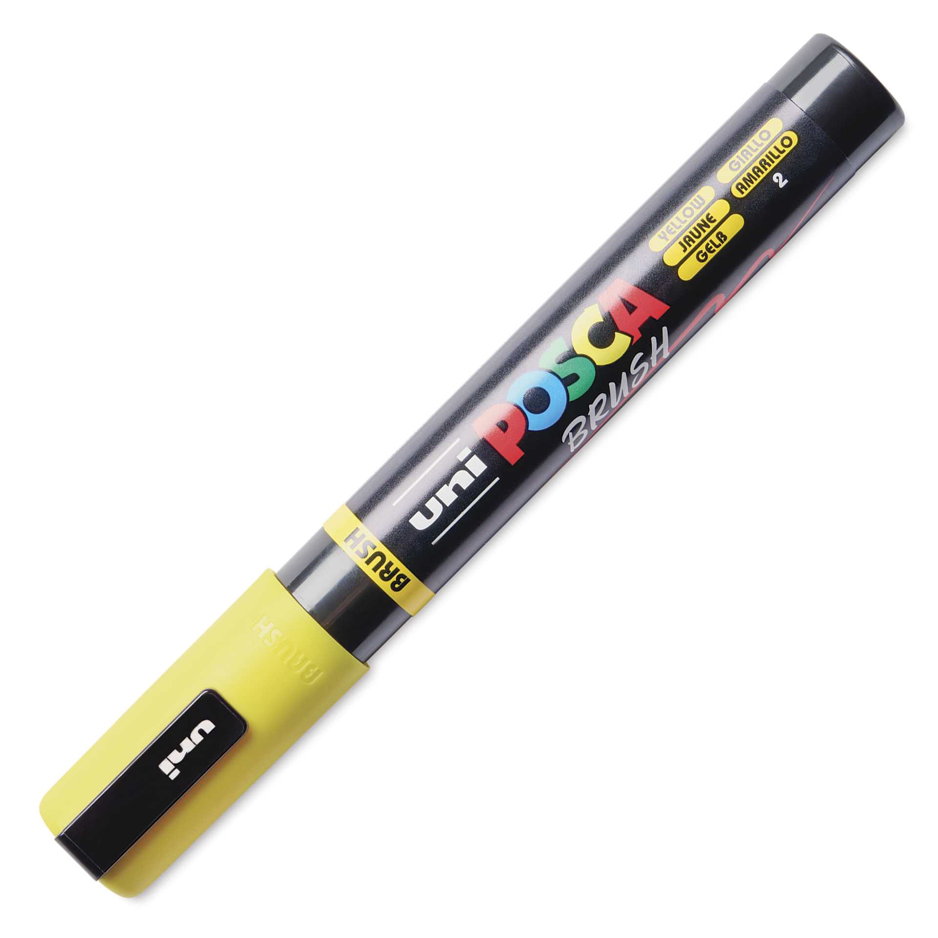 Posca Brush Paint Marker - Yellow, Brush Tip, 1.0 - 4.0 mm, cap on