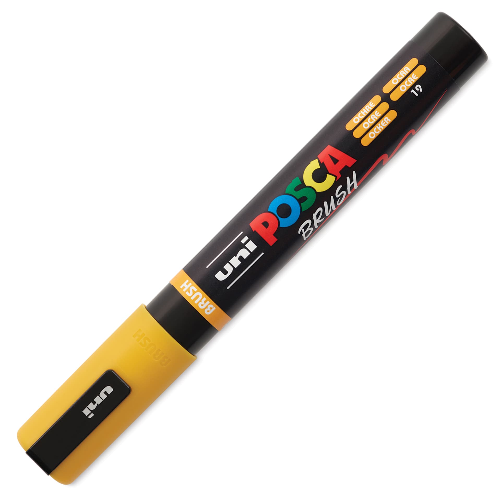 Posca Brush Paint Marker - Ochre, Brush Tip, 1 - 4 mm, cap on