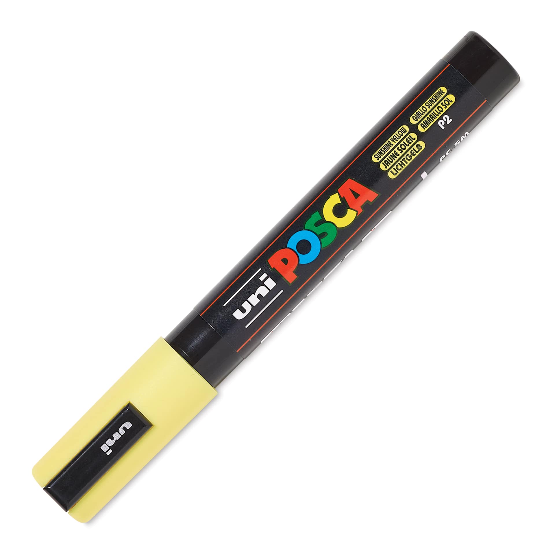 Uni Posca Paint Marker - Sunshine Yellow, Bullet Tip, 2.5 mm, cap on