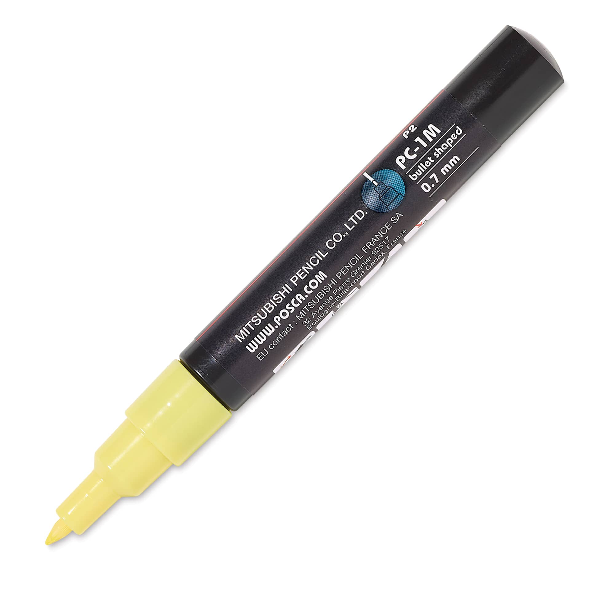 Uni Posca Paint Marker - Sunshine Yellow, X-Fine, Bullet Tip, 0.7 mm, cap off