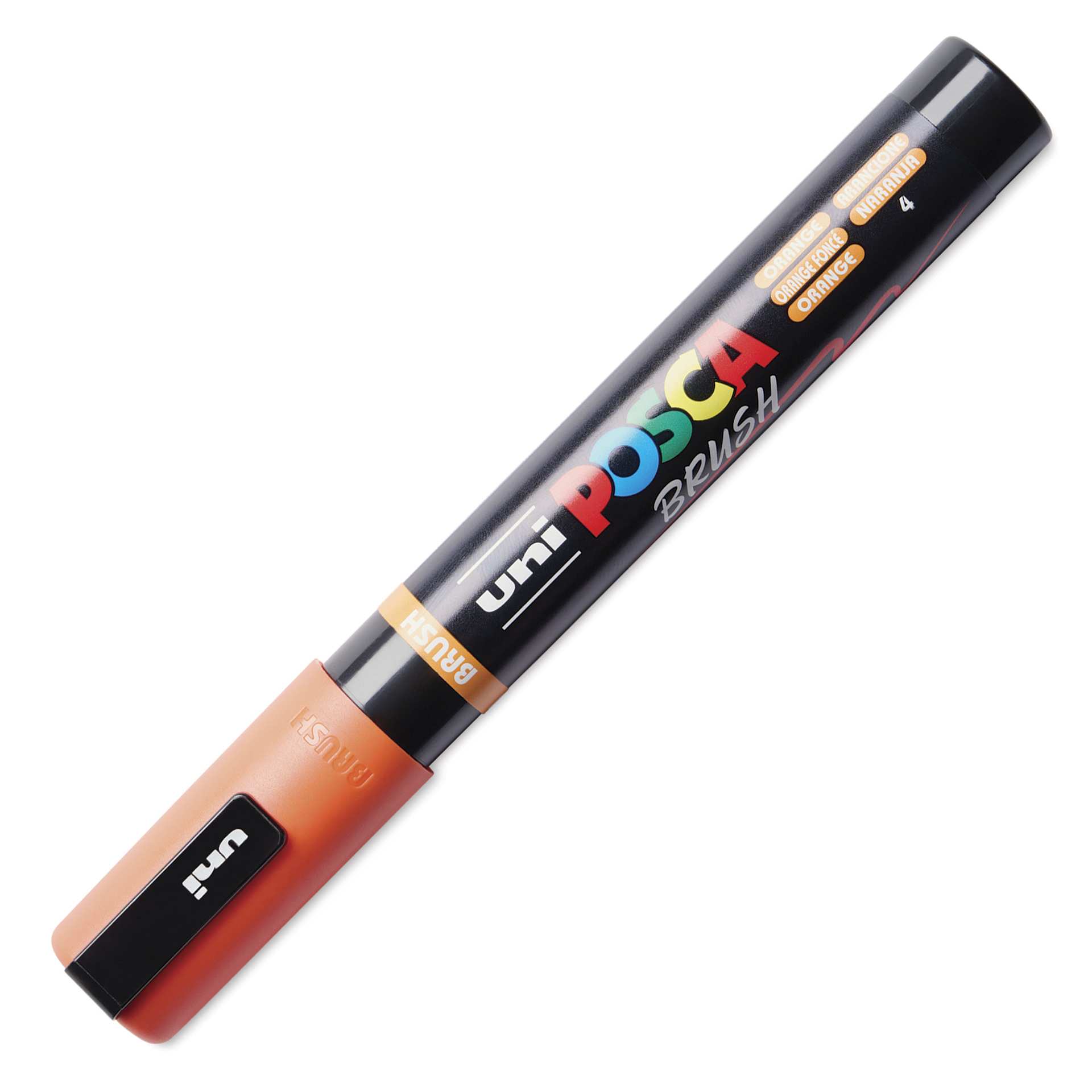 Posca Brush Paint Marker - Orange, Brush Tip, 1.0 - 4.0 mm, cap on