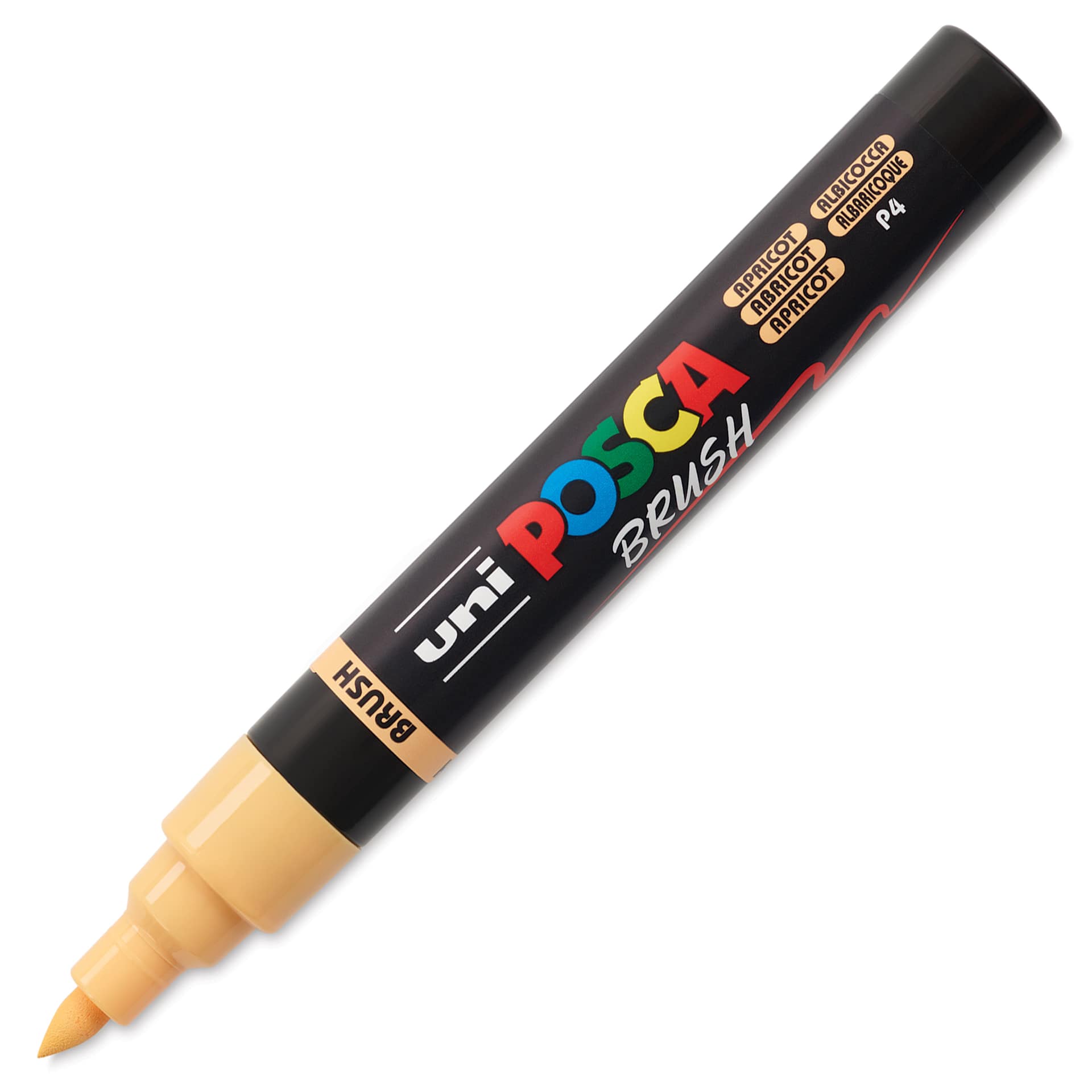 Posca Brush Paint Marker - Apricot, Brush Tip, 1 - 4 mm, cap off
