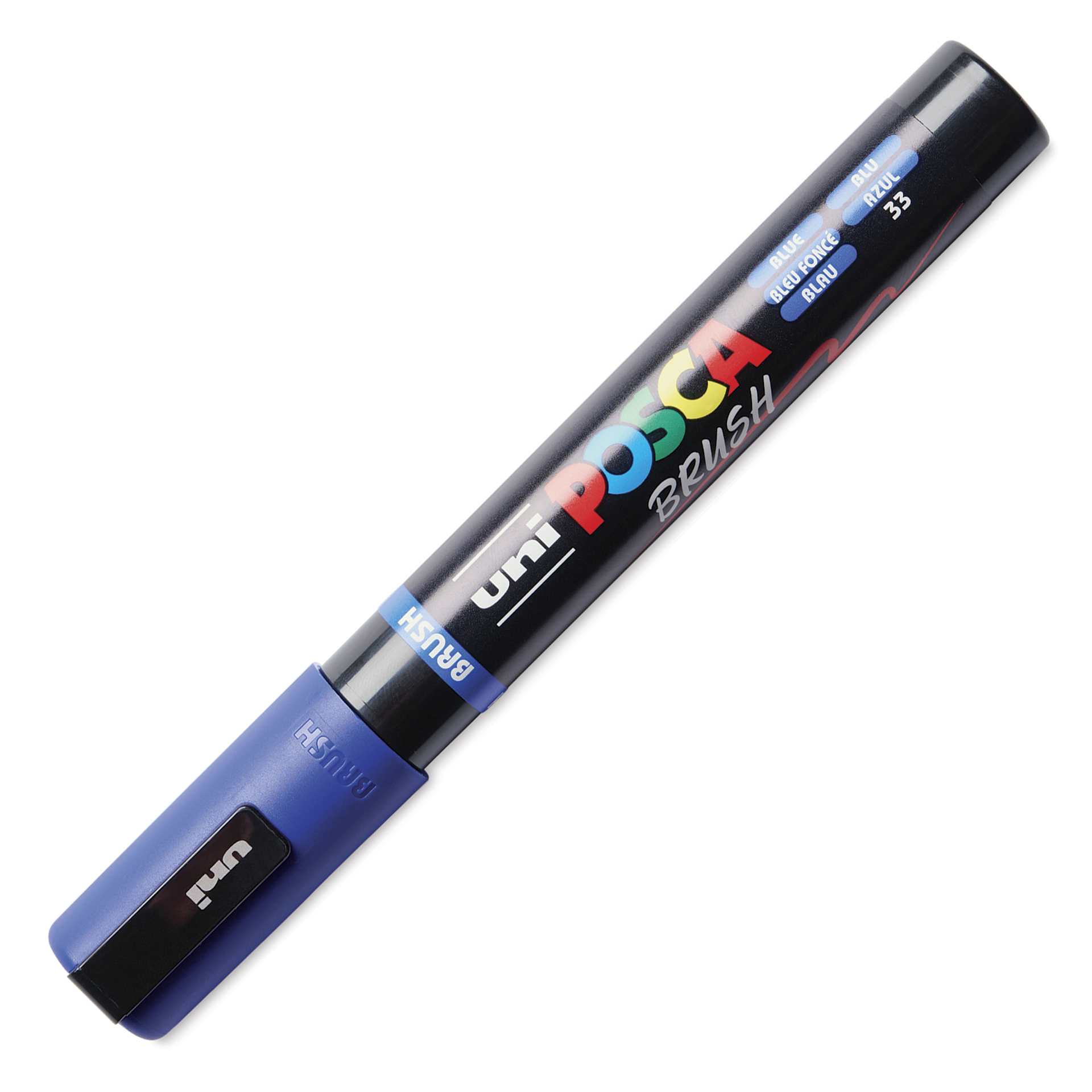 Posca Brush Paint Marker - Blue, Brush Tip, 1.0 - 4.0 mm, cap on
