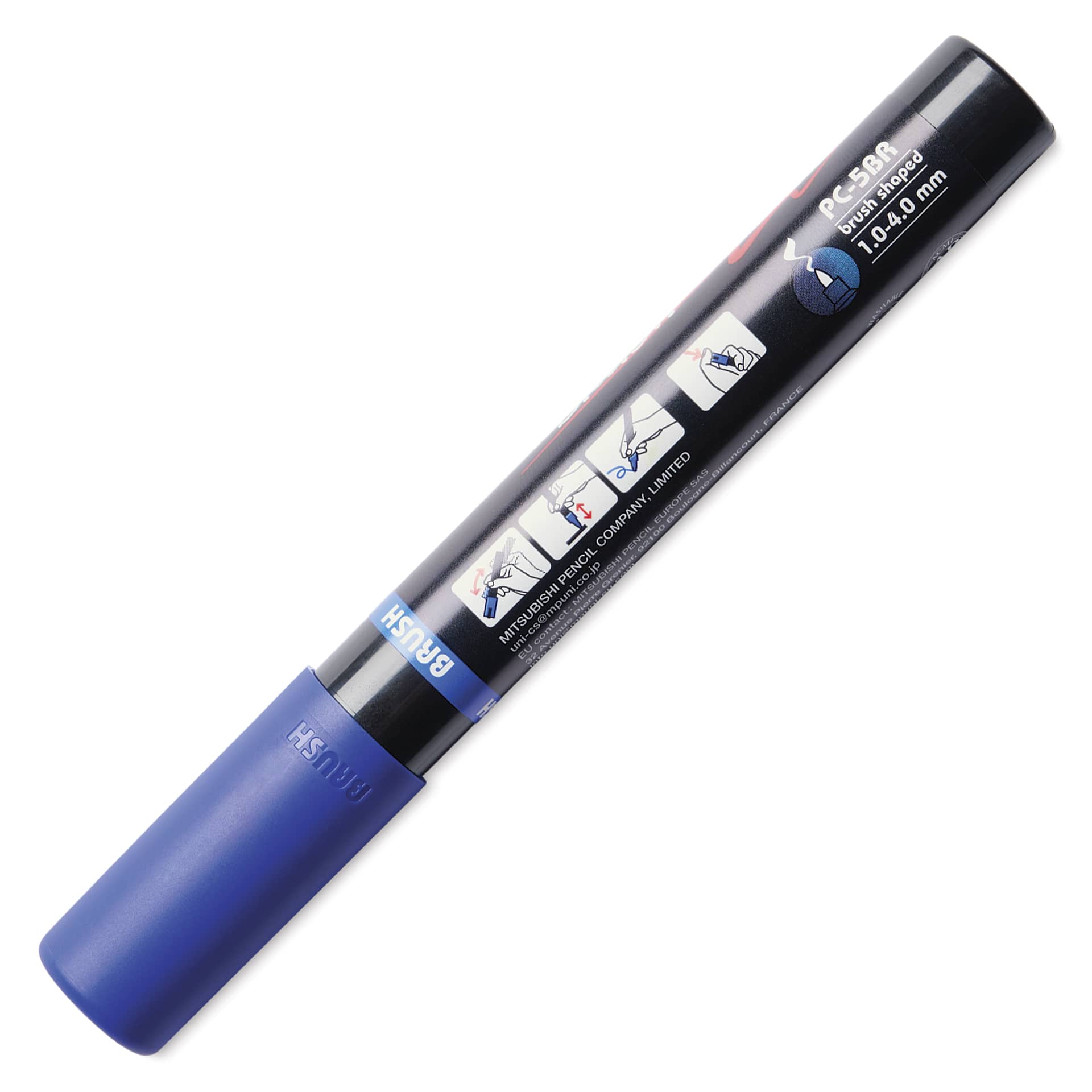 Posca Brush Paint Marker - Blue, Brush Tip, 1.0 - 4.0 mm, back of the barrel