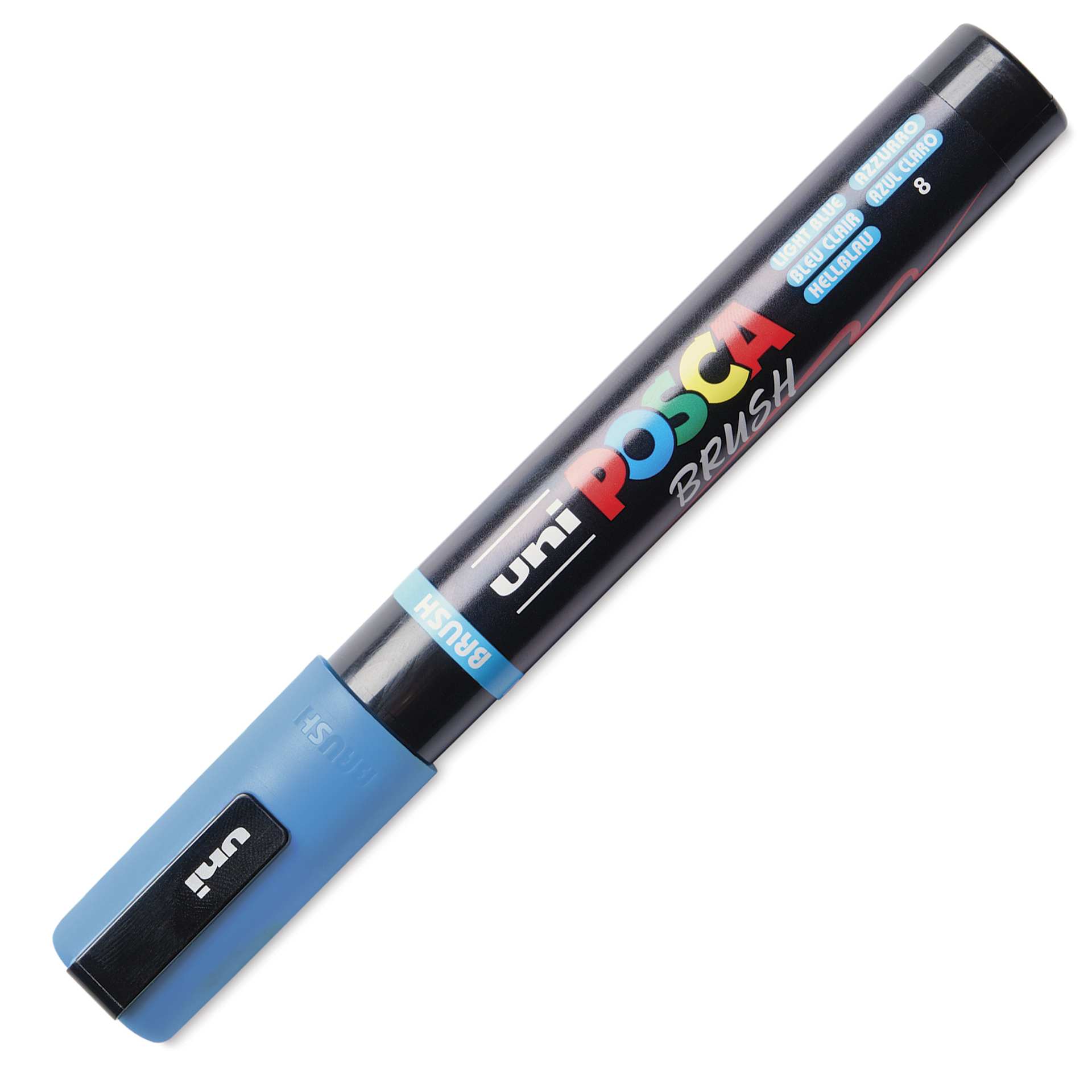 Posca Brush Paint Marker - Light Blue, Brush Tip, 1.0 - 4.0 mm, cap on