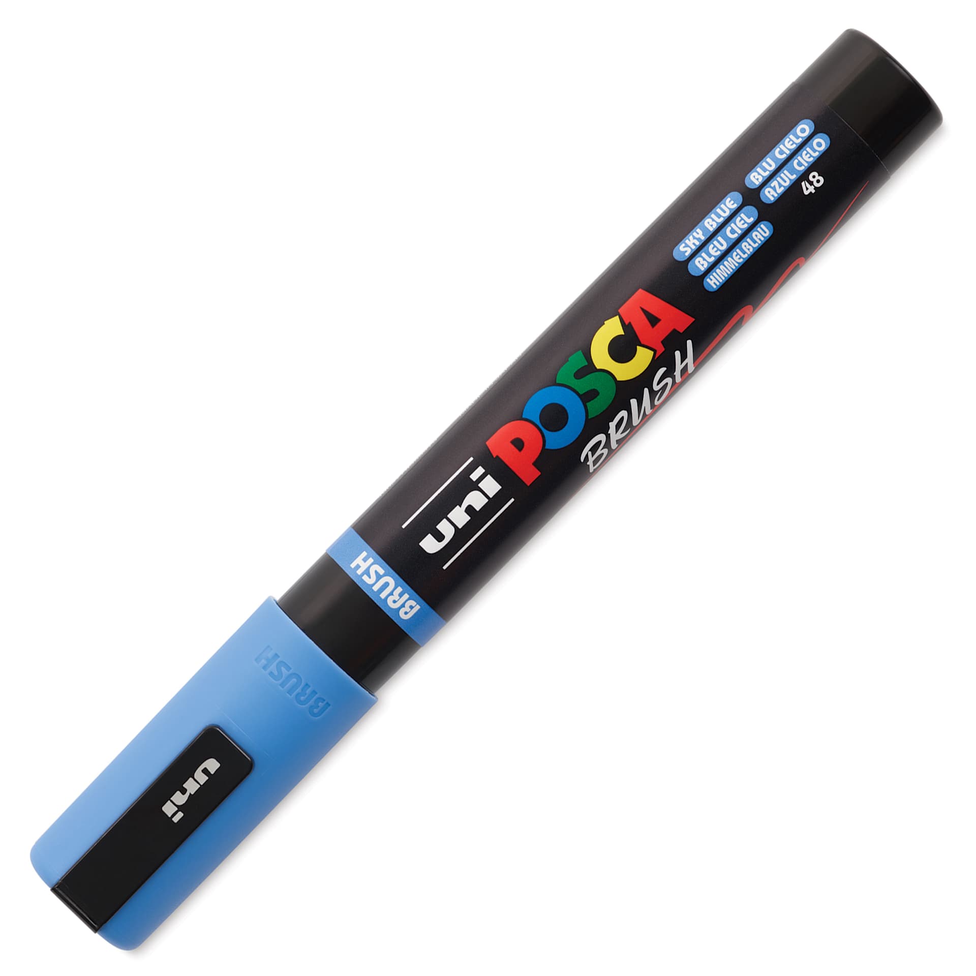 Posca Brush Paint Marker - Sky Blue, Brush Tip, 1 - 4 mm, cap on