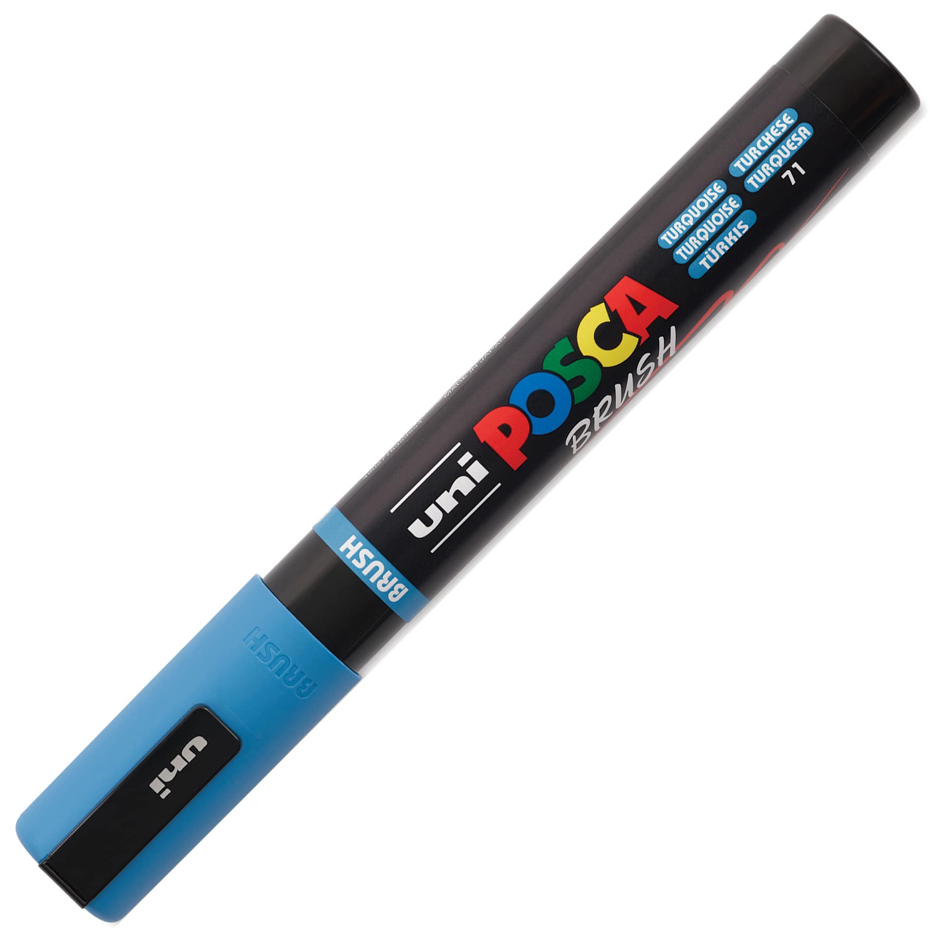 Posca Brush Paint Marker - Turquoise, Brush Tip, 1 - 4 mm, cap on