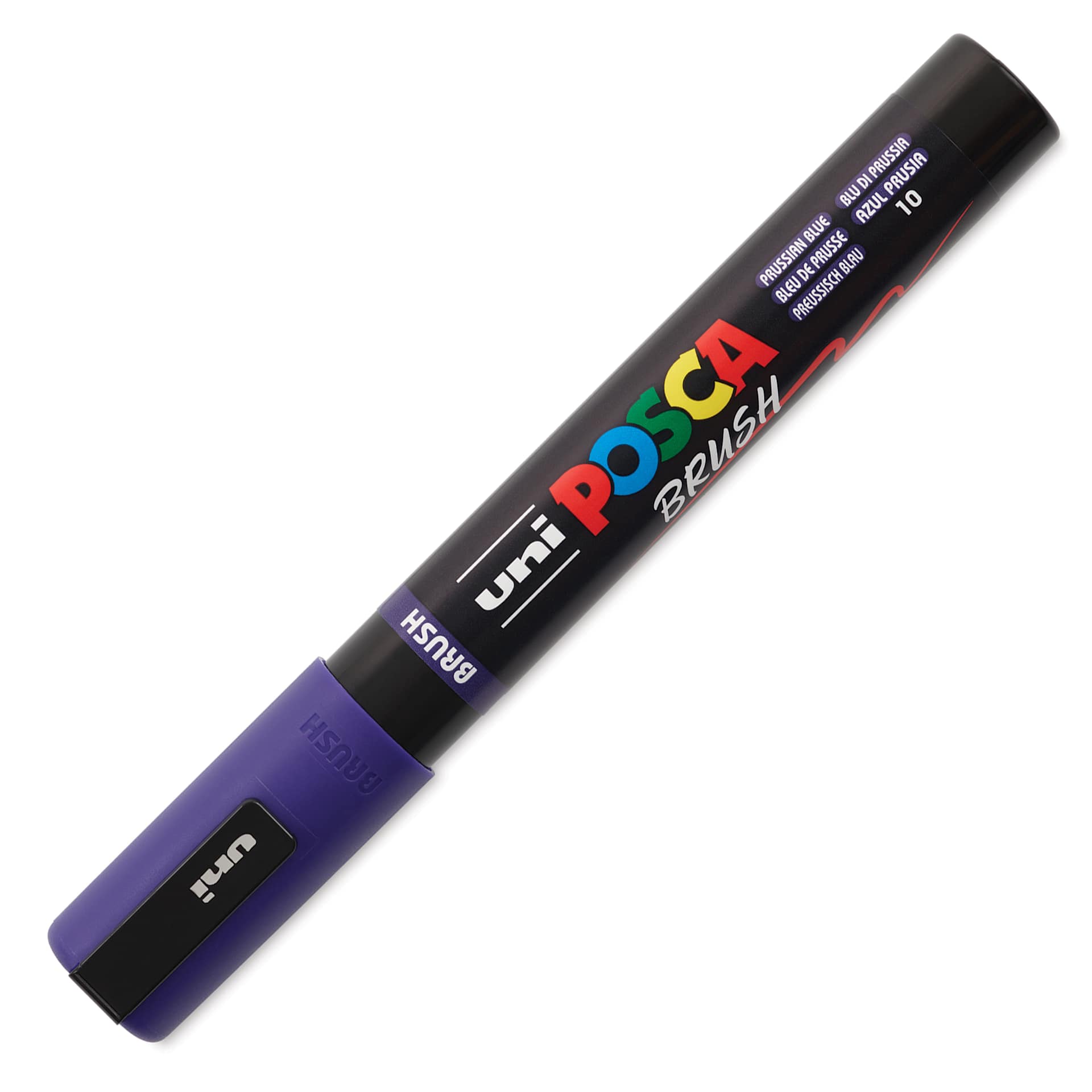 Posca Brush Paint Marker - Prussian Blue, Brush Tip, 1 - 4 mm, cap on