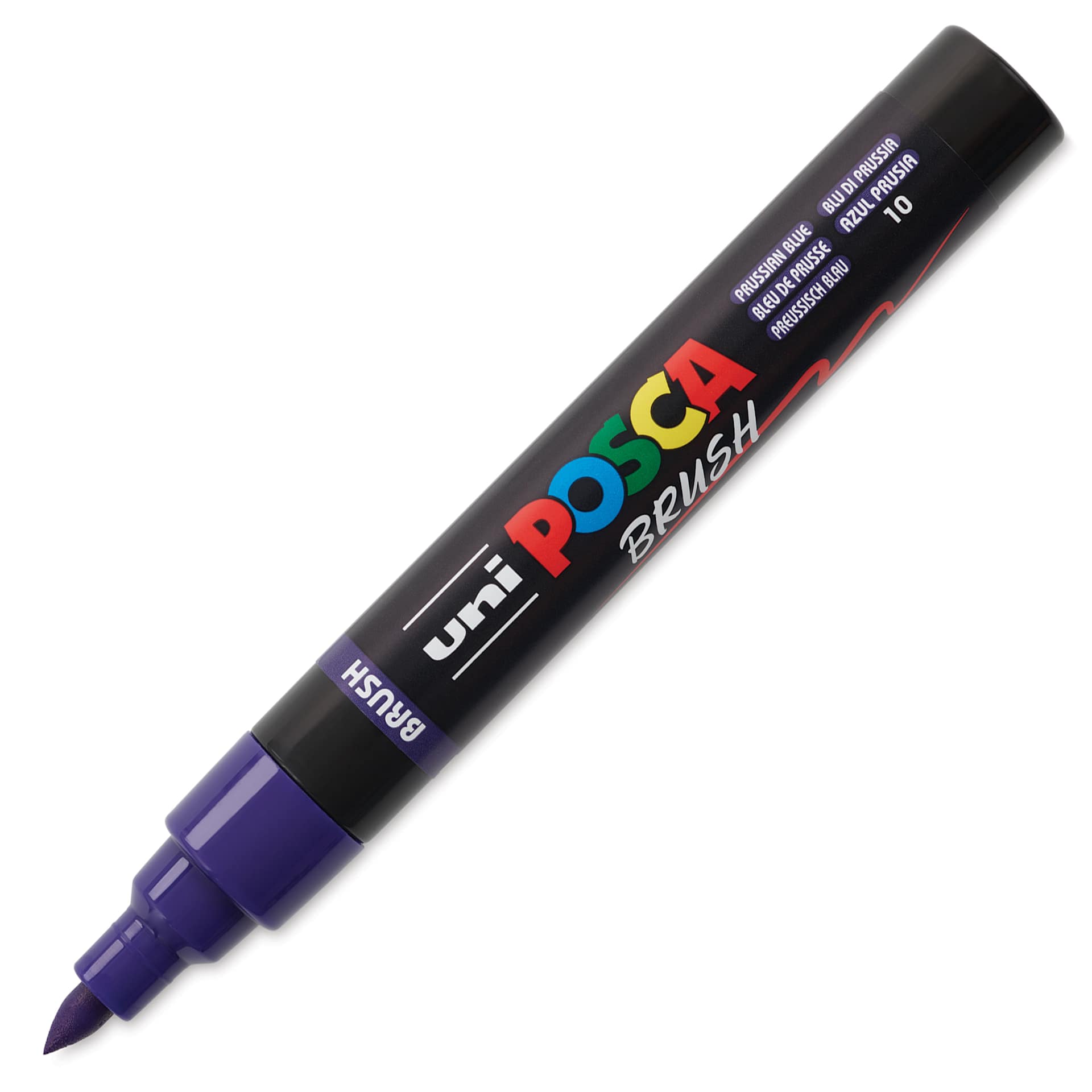 Posca Brush Paint Marker - Prussian Blue, Brush Tip, 1 - 4 mm, cap off