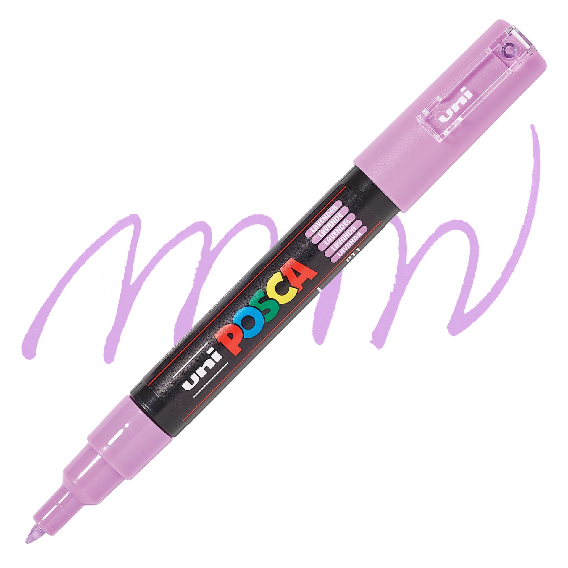 Posca Paint Marker - Lavender, X-Fine, Bullet Tip, 0.7 mm - swatch and marker