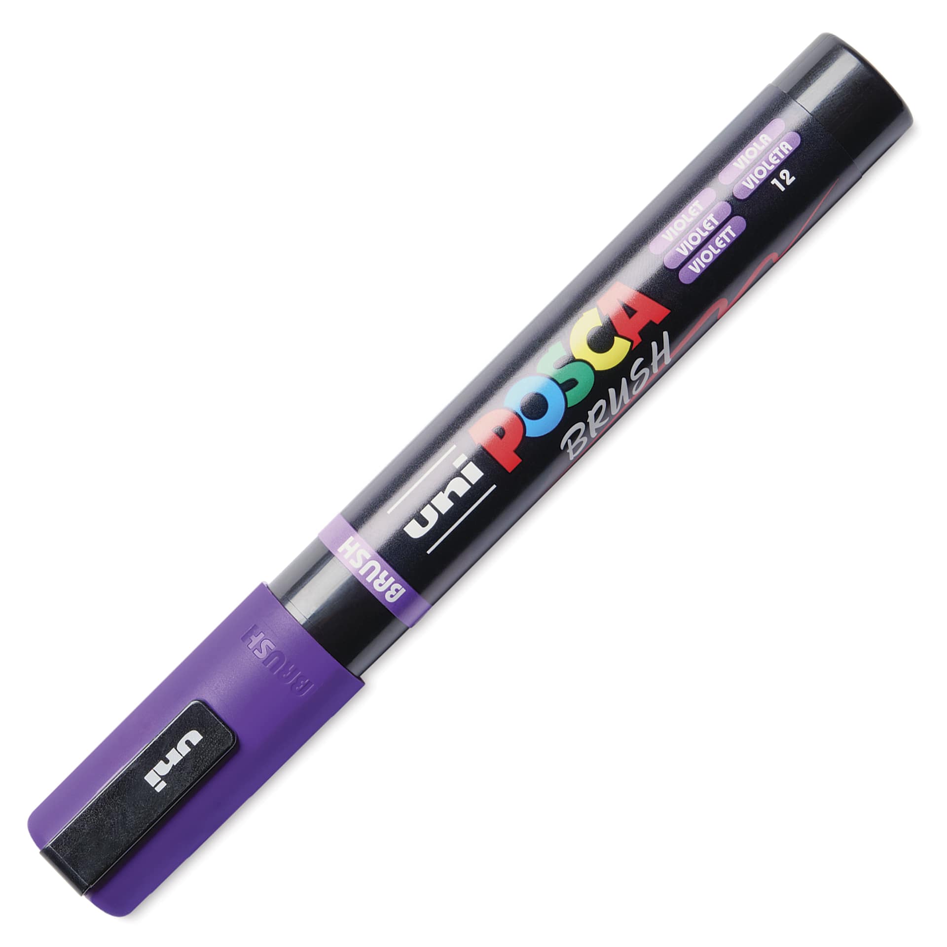 Posca Brush Paint Marker - Violet, Brush Tip, 1.0 - 4.0 mm, cap on