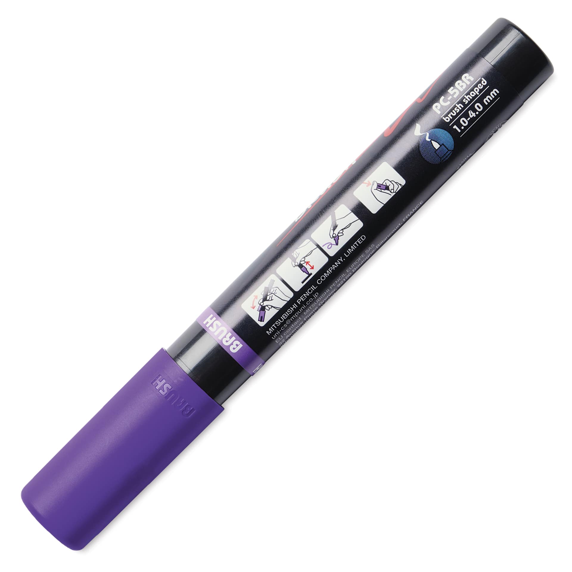 Posca Brush Paint Marker - Violet, Brush Tip, 1.0 - 4.0 mm, back of the marker barrel