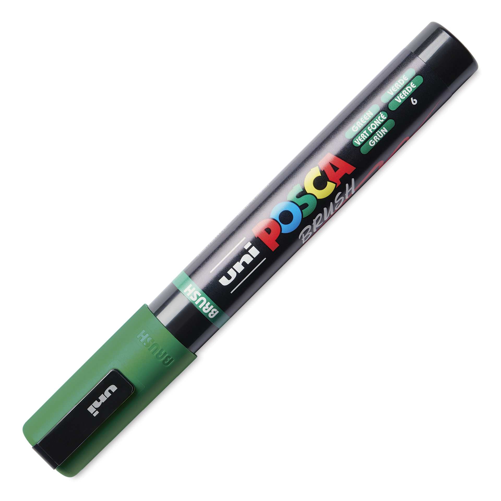 Posca Brush Paint Marker - Green, Brush Tip, 1.0 - 4.0 mm, cap on