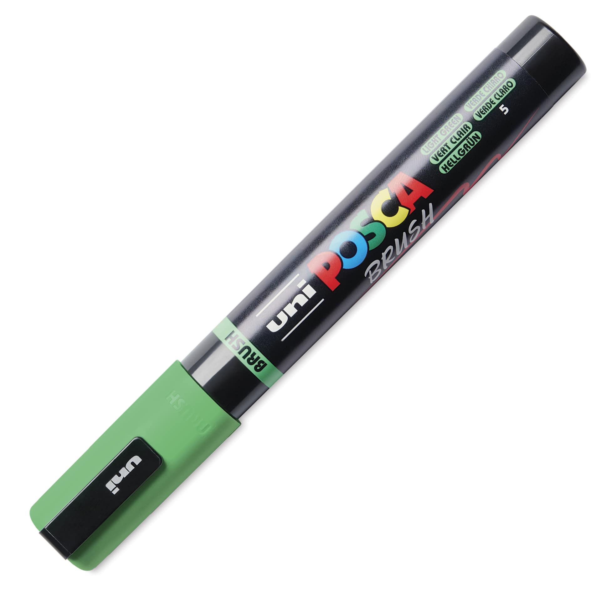 Posca Brush Paint Marker - Light Green, Brush Tip, 1.0 - 4.0 mm, cap on