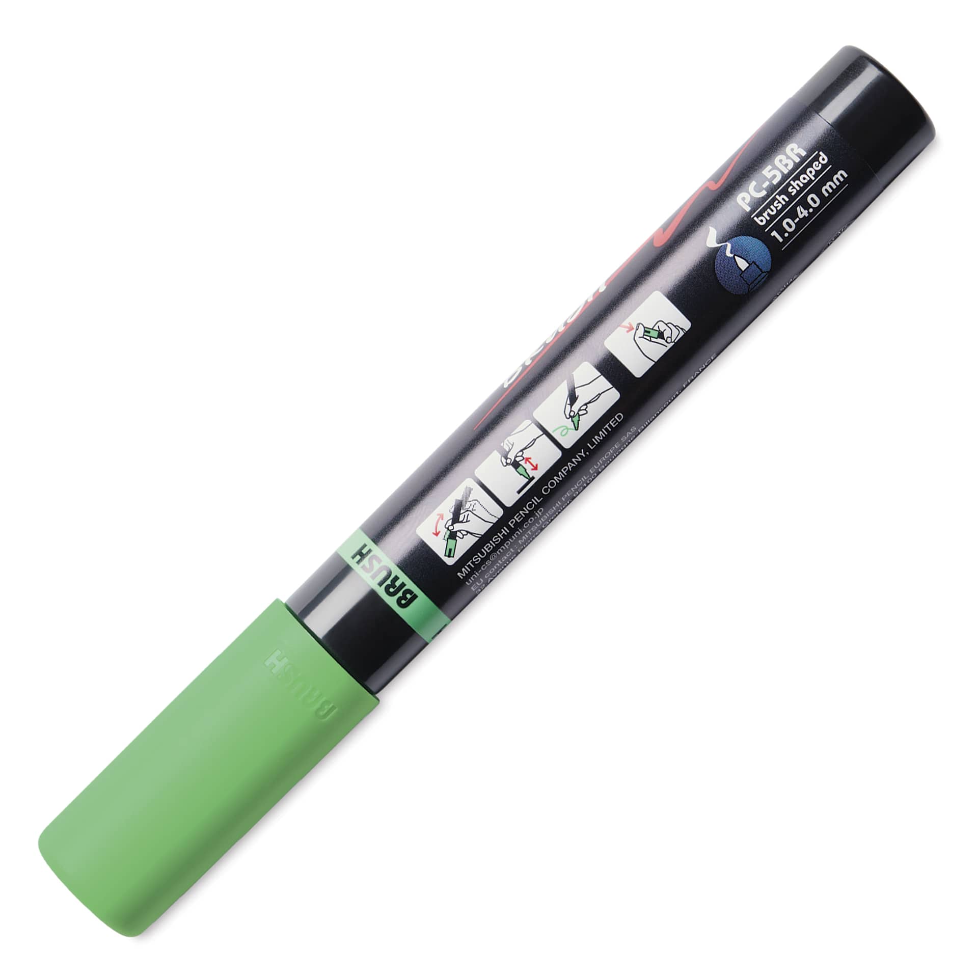 Posca Brush Paint Marker - Light Green, Brush Tip, 1.0 - 4.0 mm, back of the marker barrel