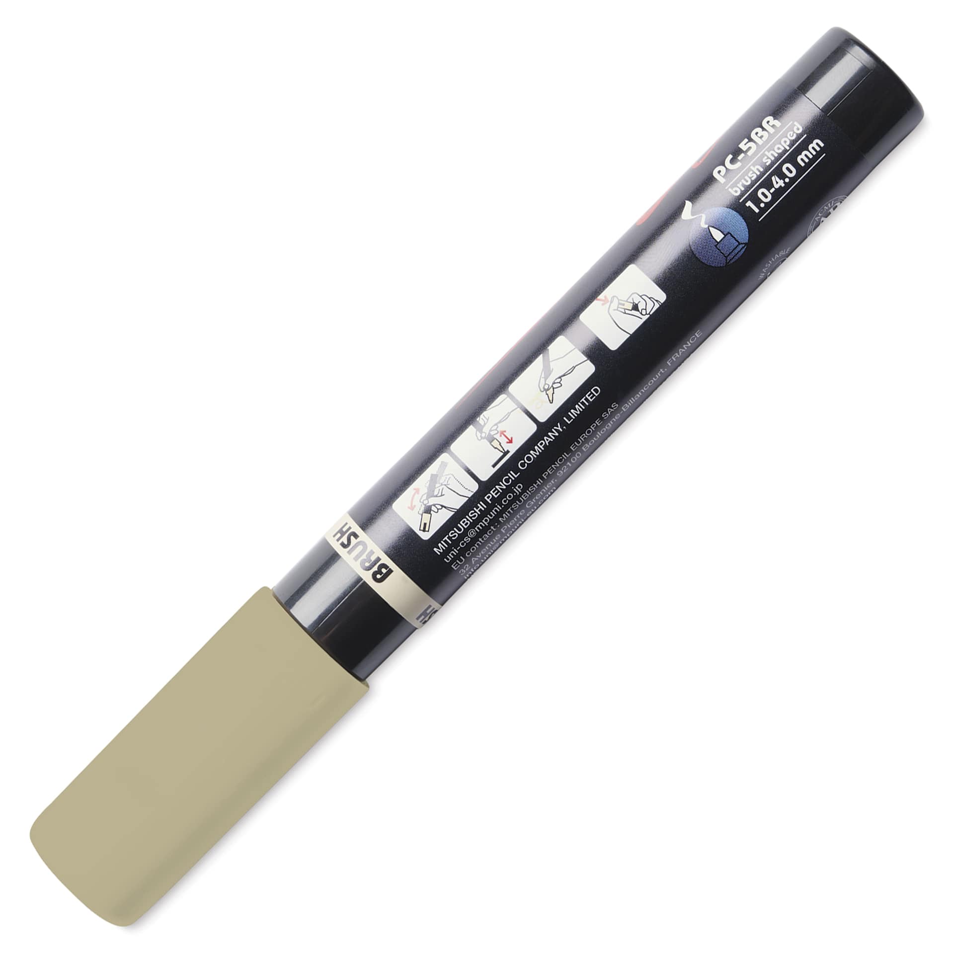 Posca Brush Paint Marker - Beige, Brush Tip, 1.0 - 4.0 mm, cap of marker barrel