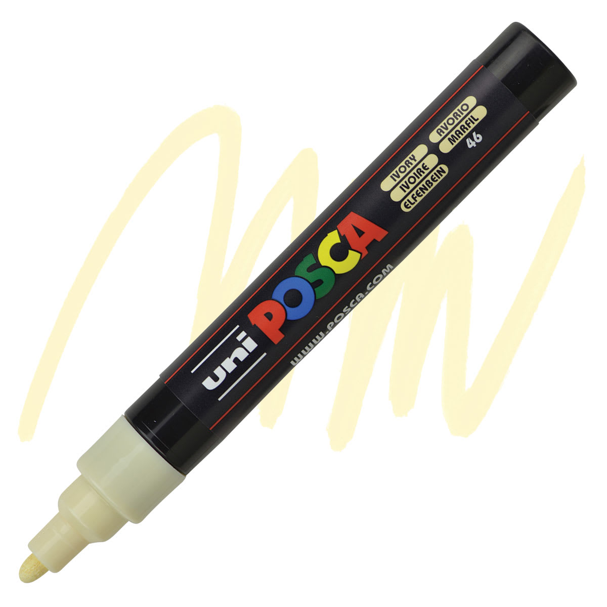 Posca Paint Marker - Ivory, Bullet Tip, 2.5 mm - marker and swatch