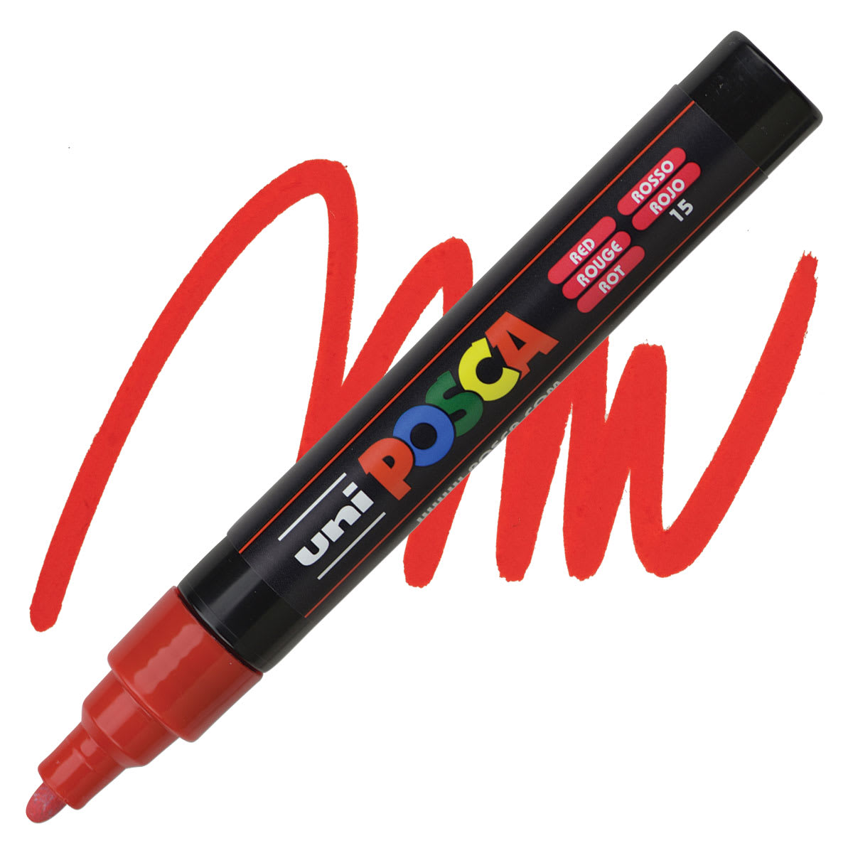 Posca Paint Marker - Red, Bullet Tip, 2.5 mm - marker and swatch