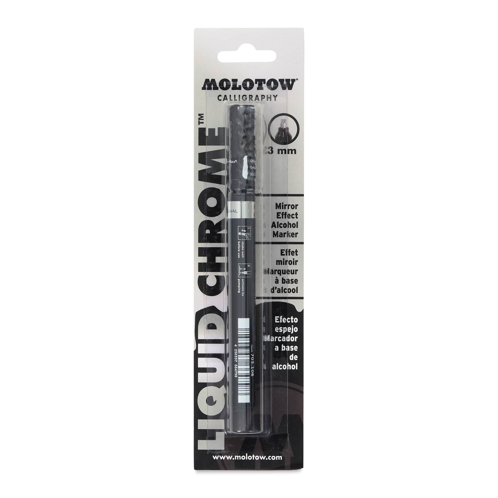 Molotow Liquid Chrome Marker - 3 mm, Calligraphy (front of package)