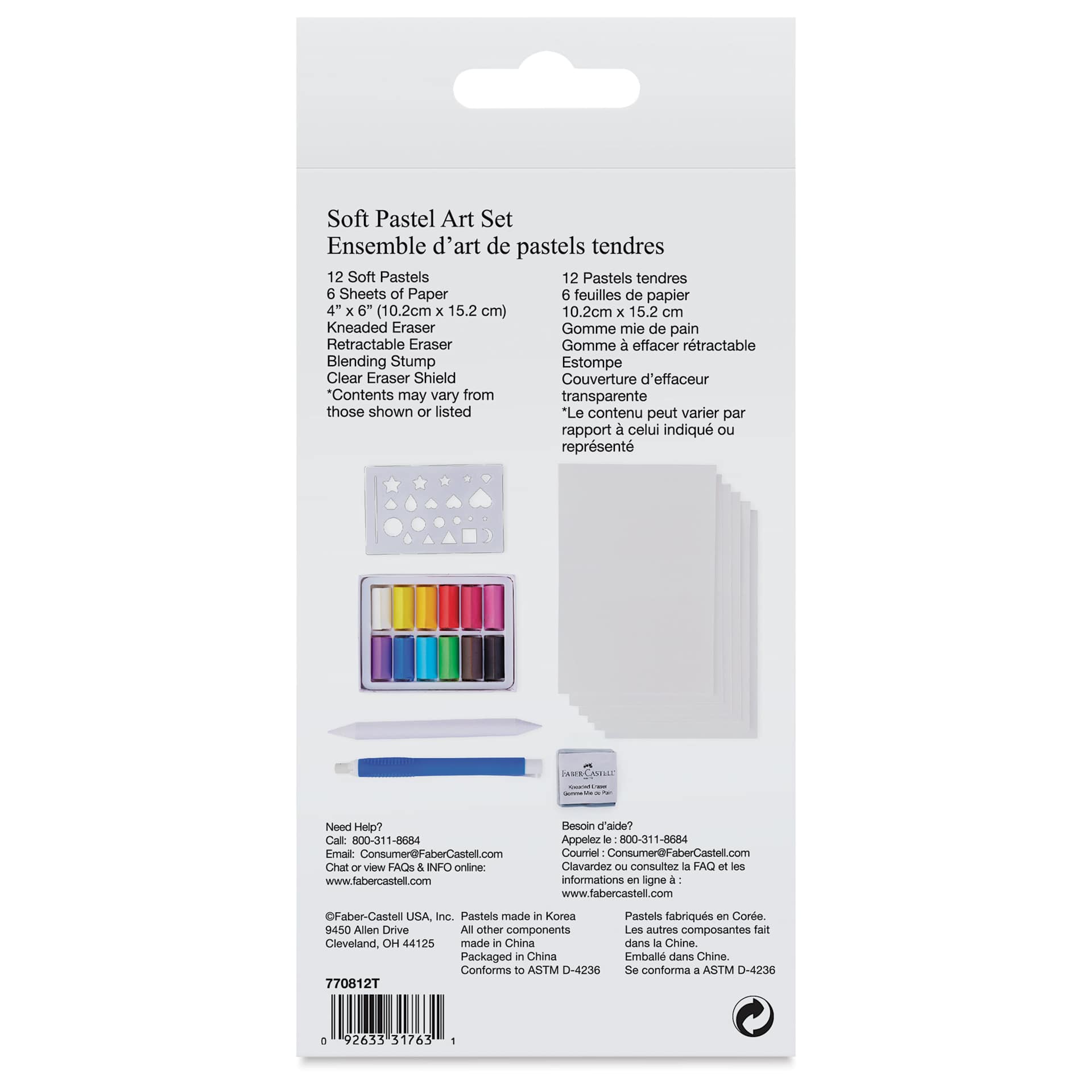 Faber-Castell Goldfaber Studio Soft Pastels - Beginner Kit, Set of 12 (back of packaging)