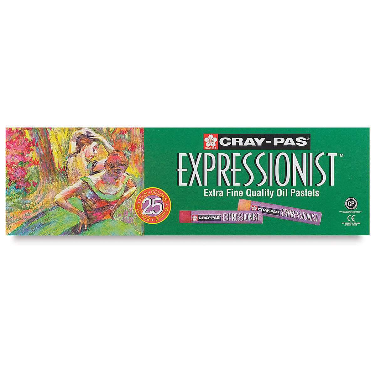 Sakura Cray-Pas Expressionist Oil Pastel Sets - Set of 25. Front of package.