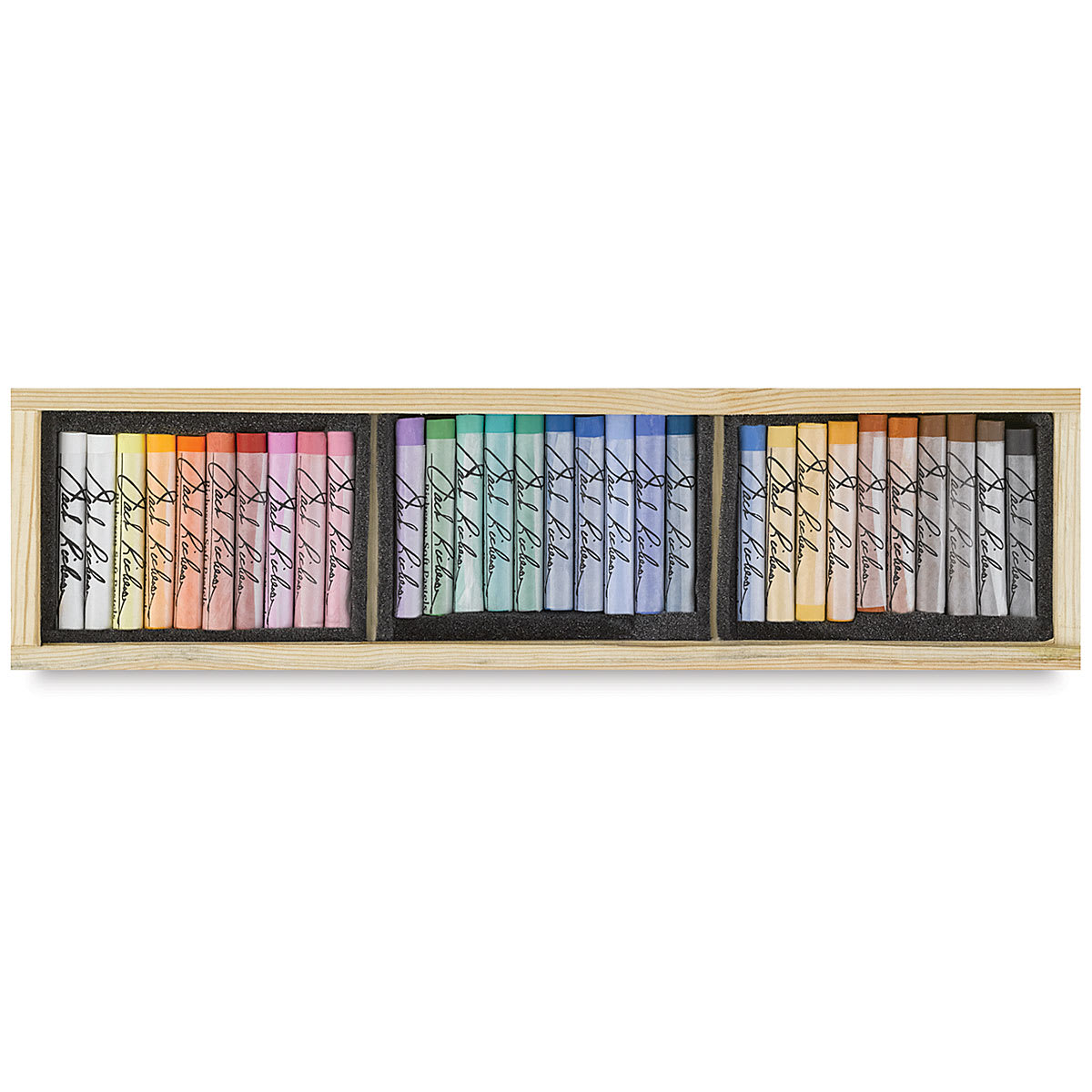 Yarka Pastels - Assorted Colors, Set of 30, pastels shown inside wodden box
