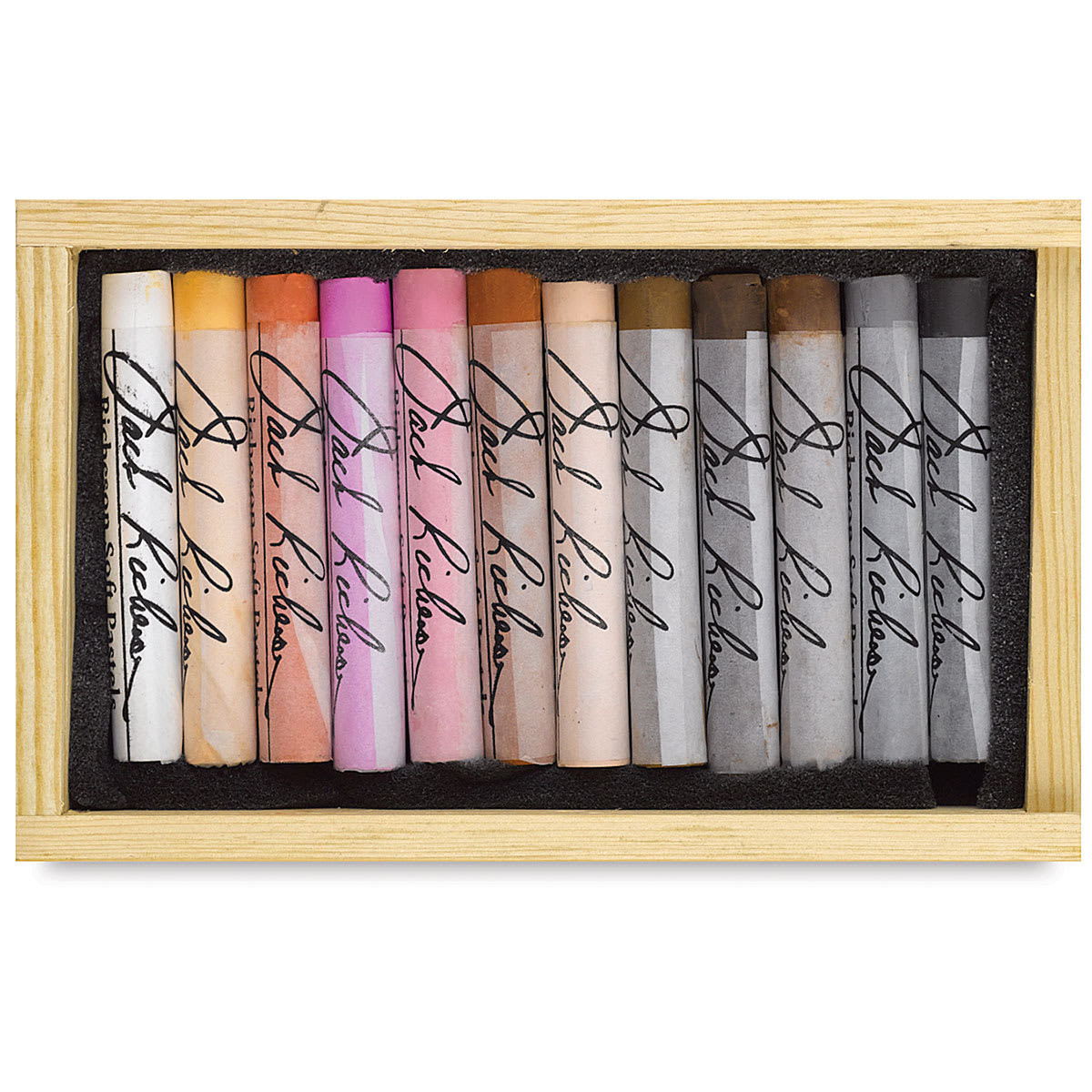 Yarka Pastels - Portrait Colors, Set of 12 shown in open wooden box