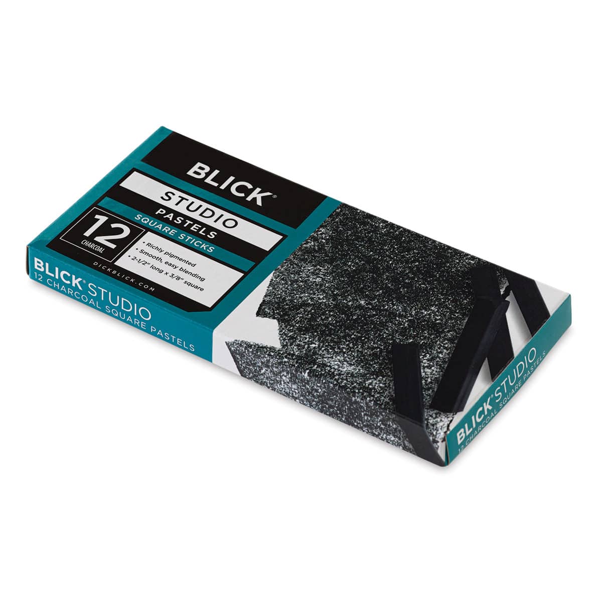 Blick Studio Square Soft Pastels - Carbon Black, Set of 12 packaging laid out