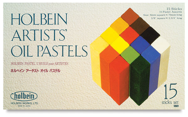 Holbein Artists' Oil Pastels and Sets - Top view of 15 pc package
