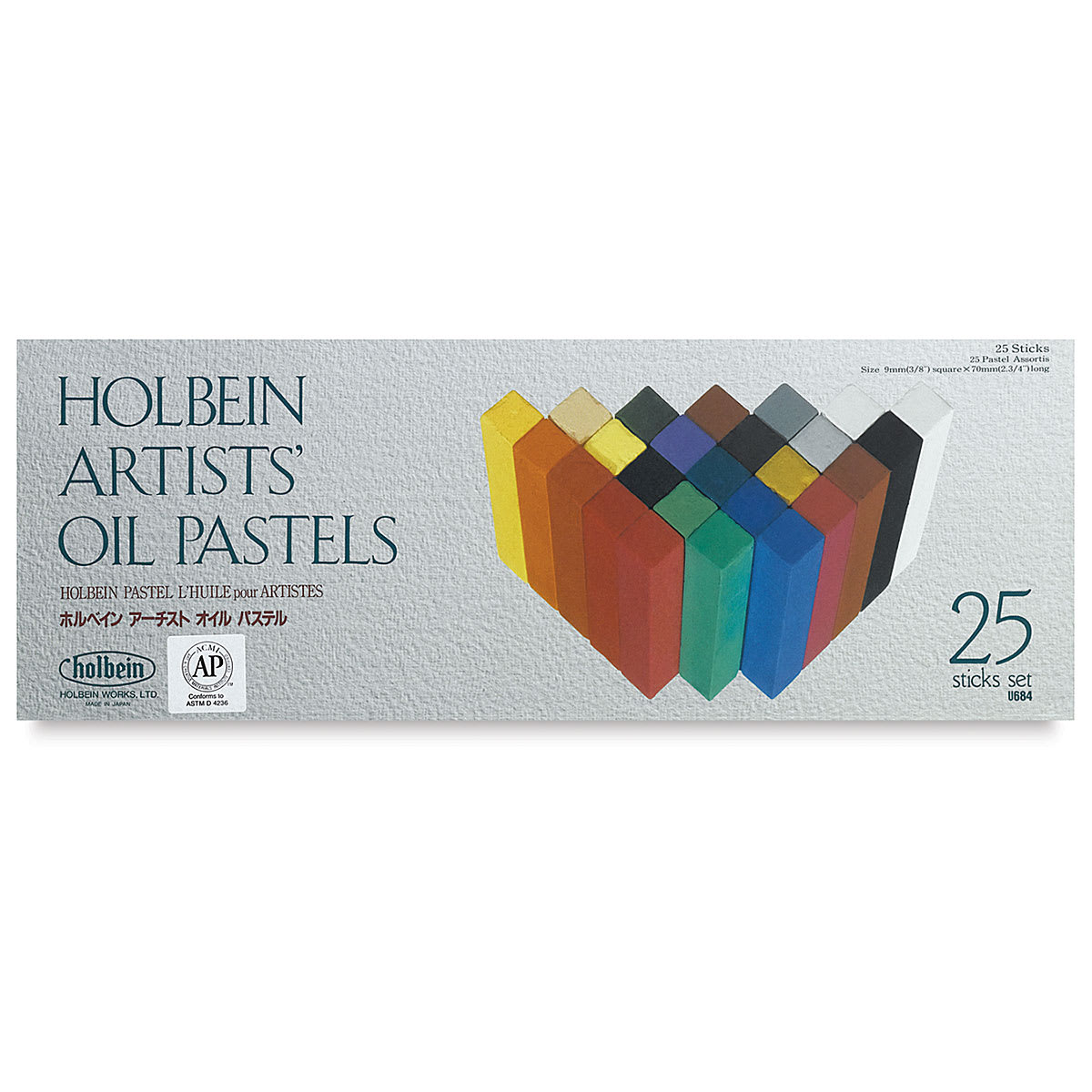 Holbein Artists' Oil Pastels and Sets - Top view of 25 pc package
