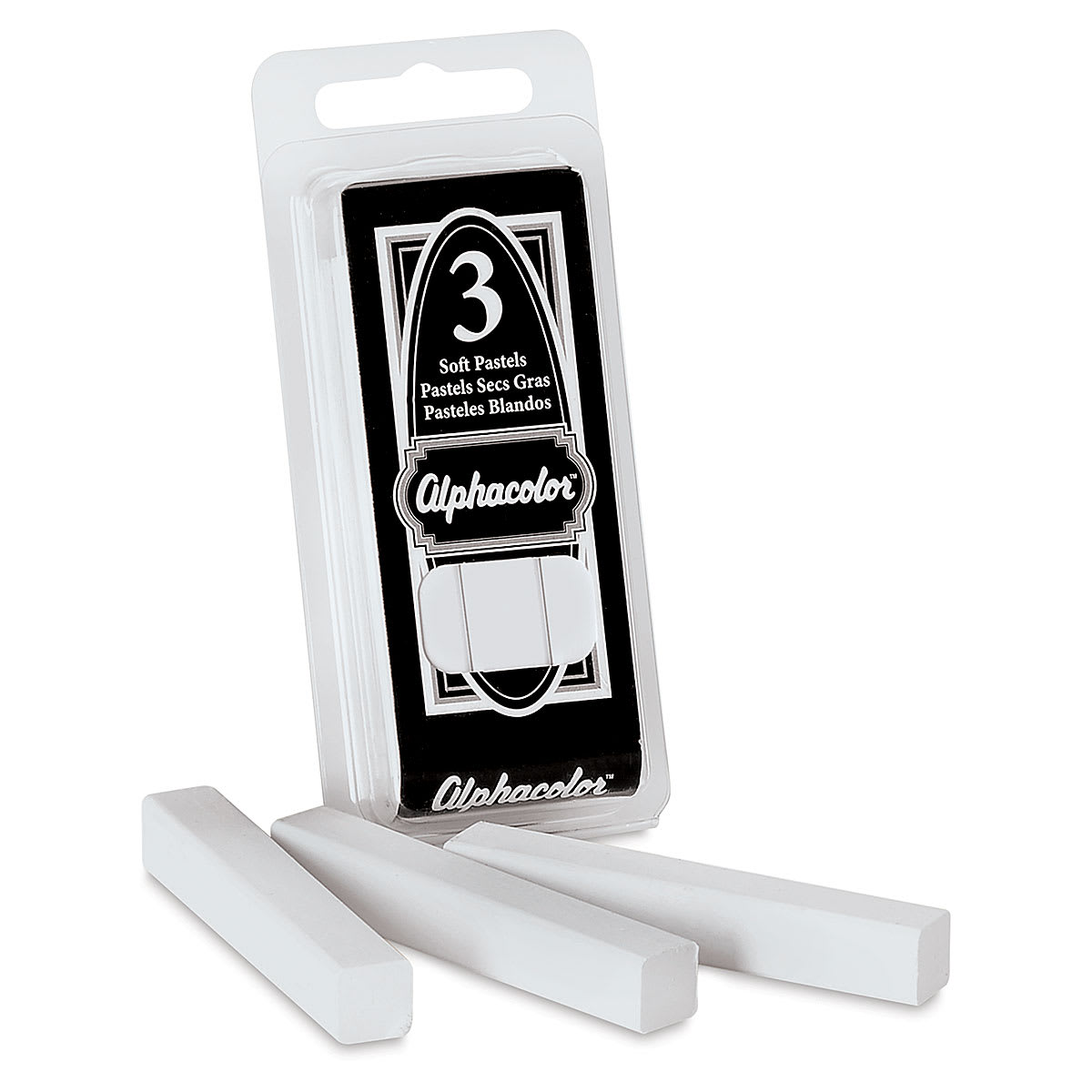 Alphacolor Soft Pastels - White, Pkg of 3