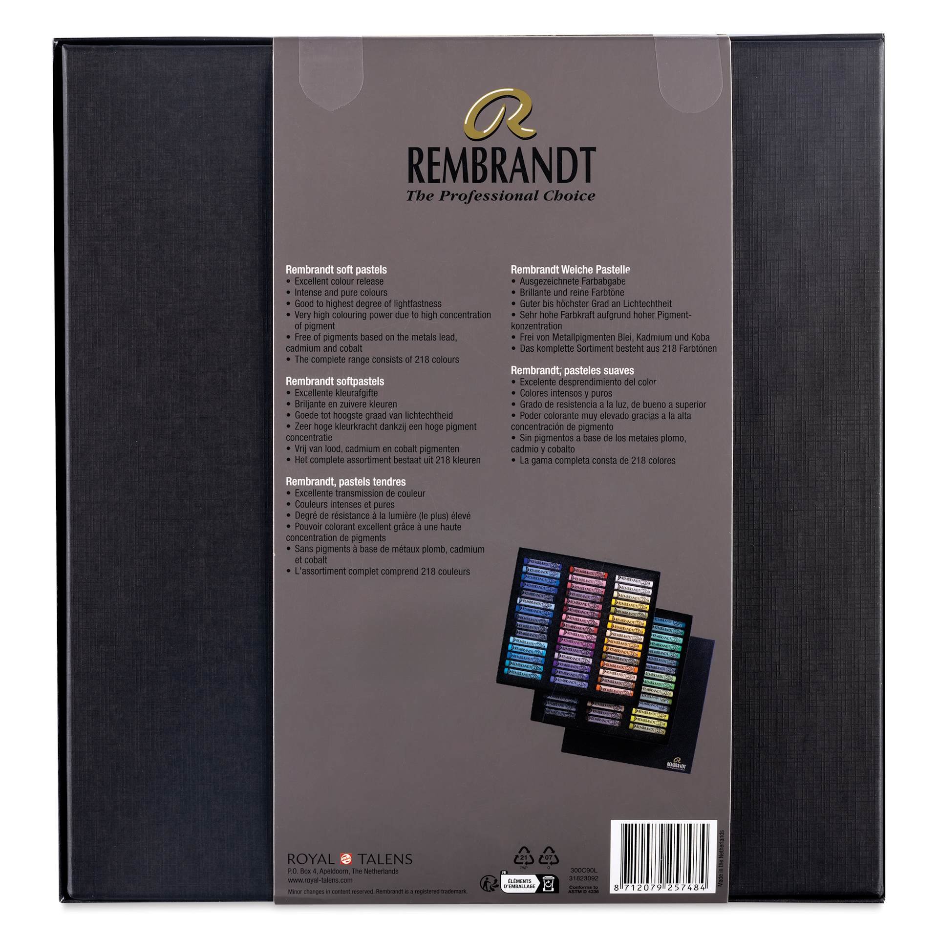 Rembrandt Soft Pastel Set - Set of 90, Landscape, back of packaging