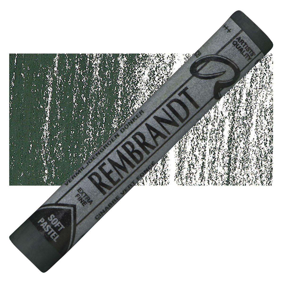 Rembrandt Soft Pastel - Cinnabar Green Deep 627.2 pastel and swatch