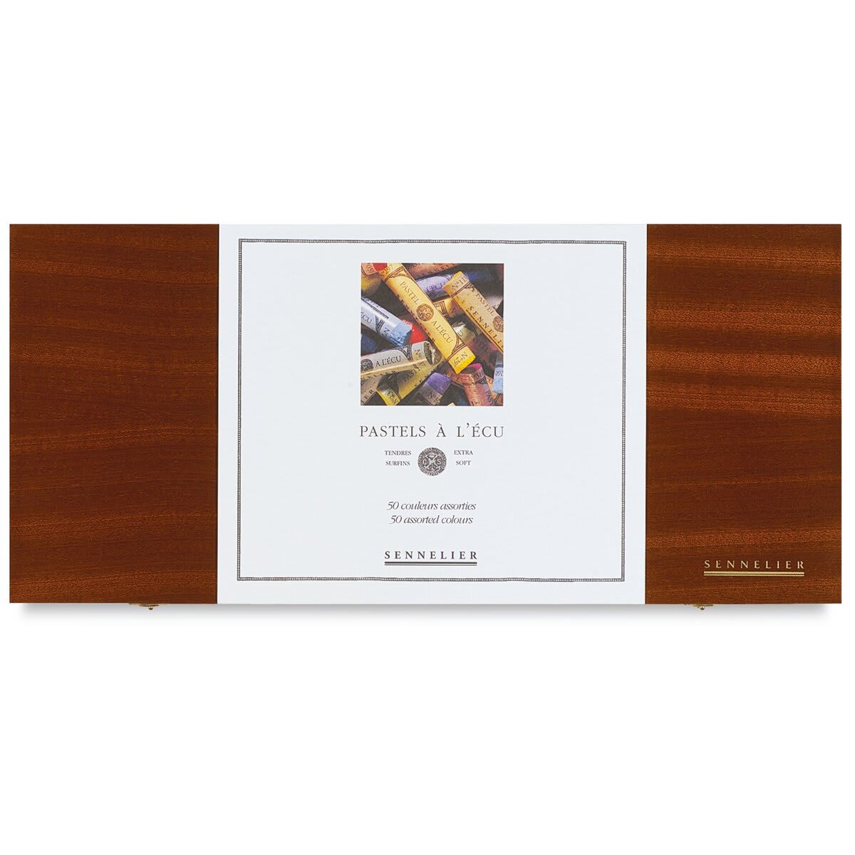 Sennelier Soft Pastels - Set of 50, Assorted Colors, Wood Box (front of box)
